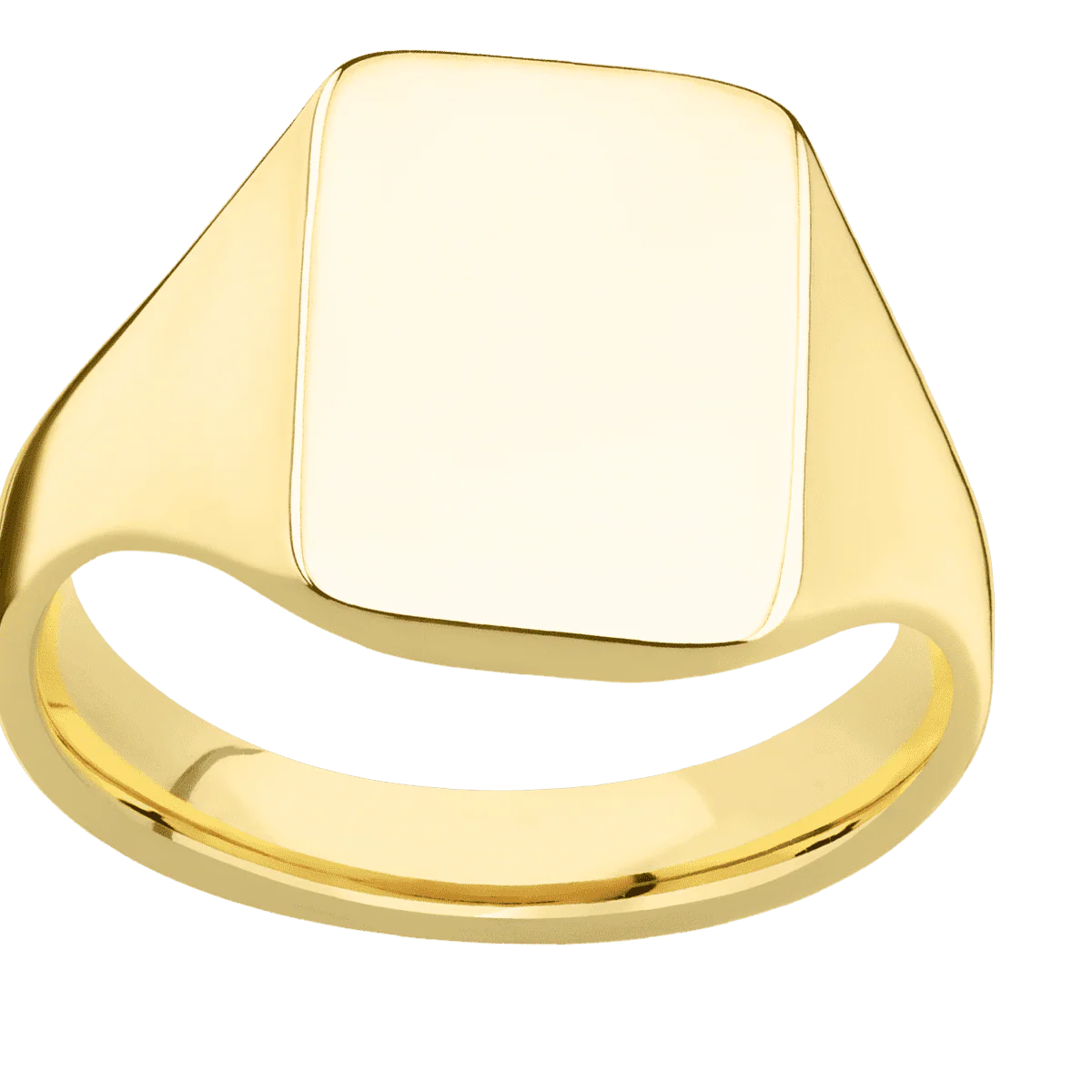 Medium Rectangle signet ring (16x11.5mm) in 14K Yellow Gold, with a Thin style band. - Image 3