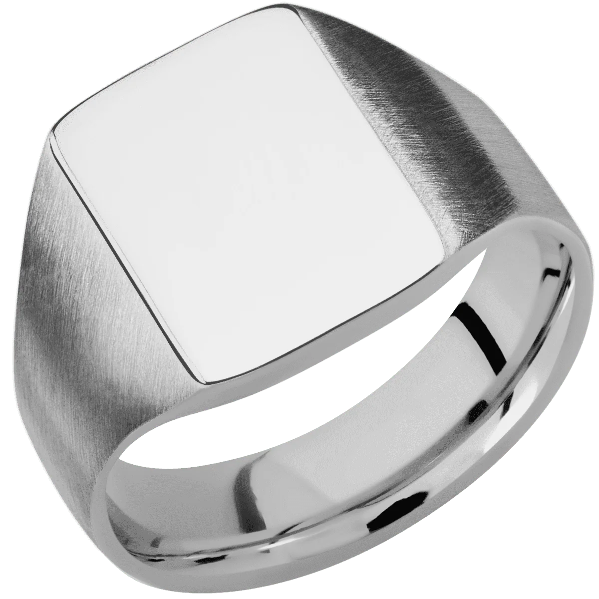 Medium Rectangle signet ring (16x11.5mm) in Titanium, with a Wide style band. - Image 2