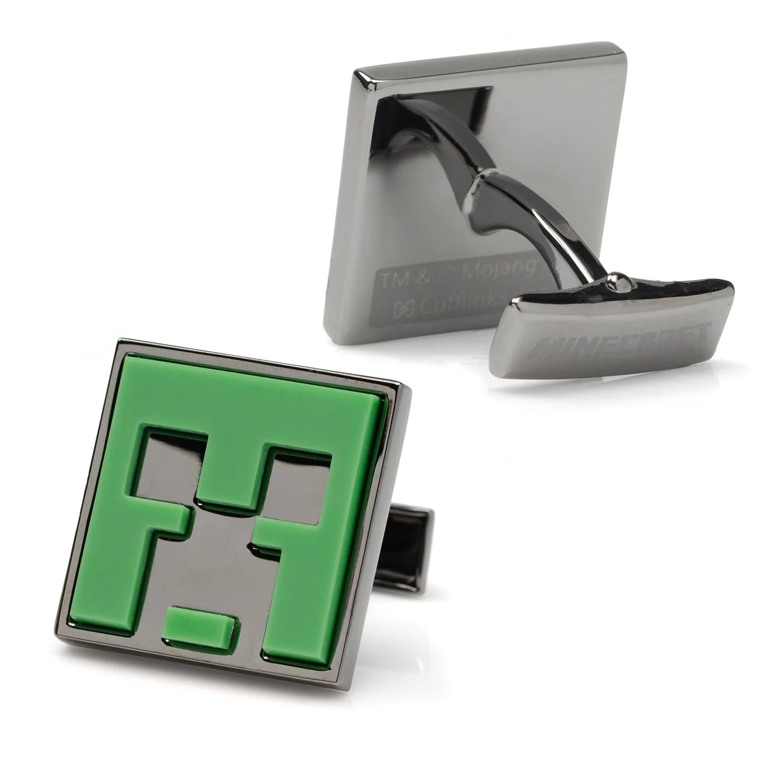 Minecraft Creeper Gunmetal Cufflinks - Image 3