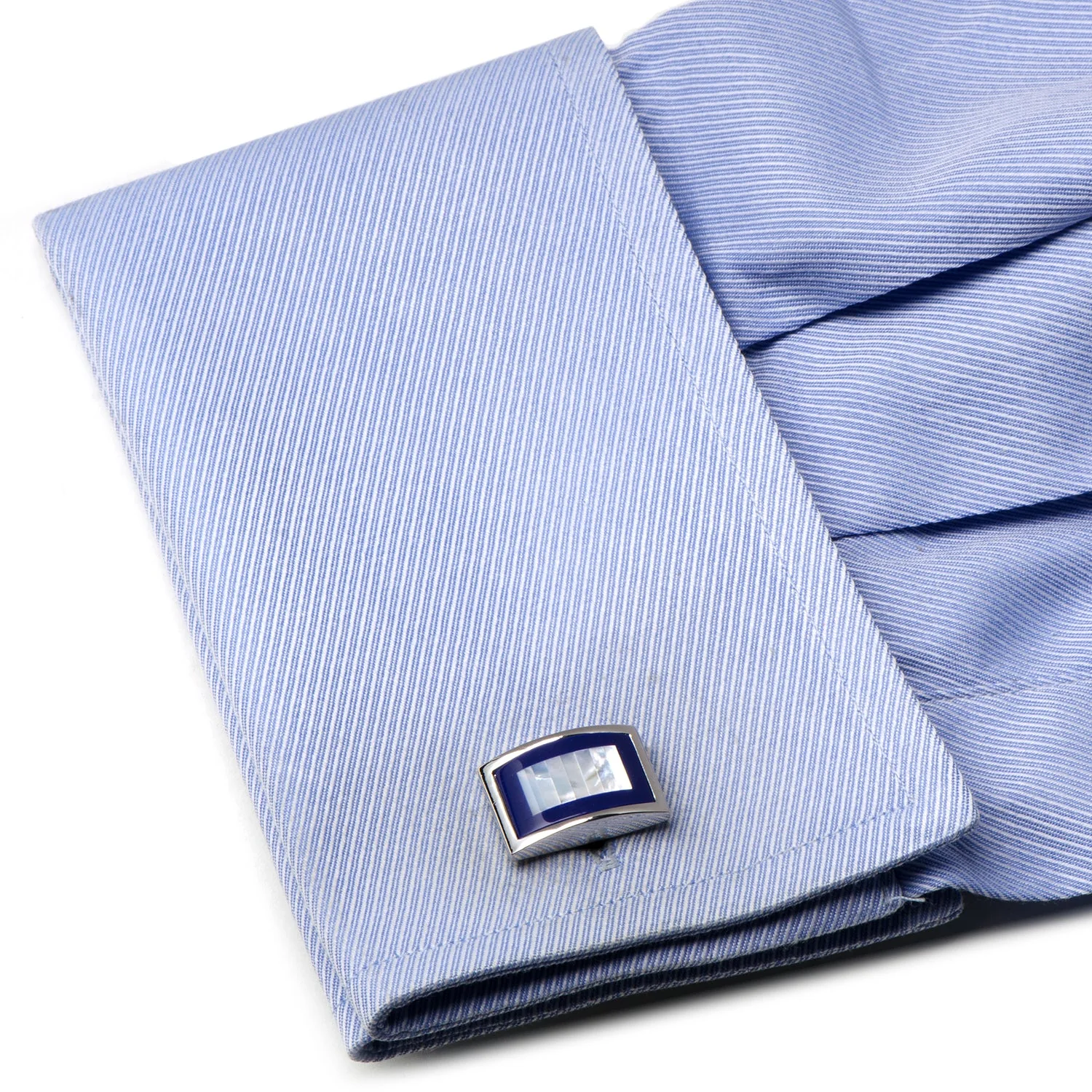 Mother of Pearl and Lapis Blue Key Cufflinks - Image 3