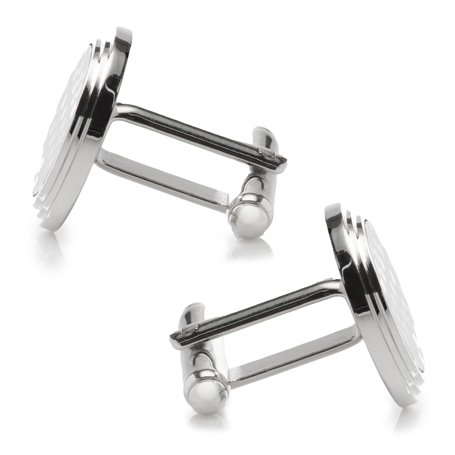 Onyx and Mother of Pearl Checker Step Cufflinks - Image 4
