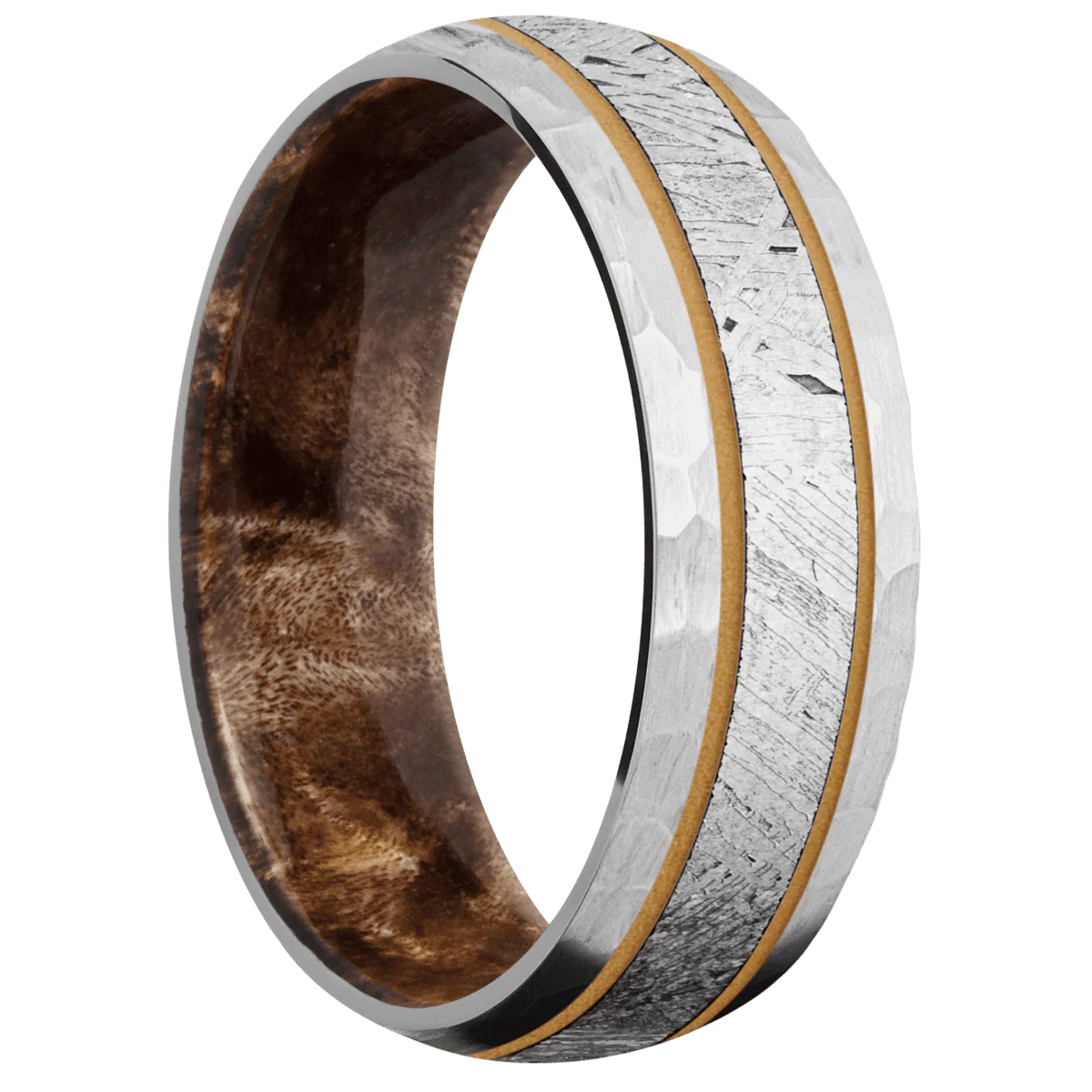 Palladium Silver + Hammer Finish + Maple Burl