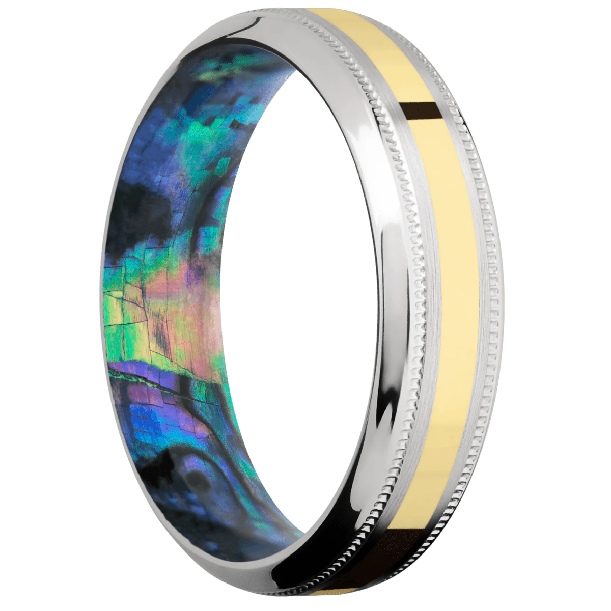 Palladium Silver + Satin , Polish Finish + Abalone