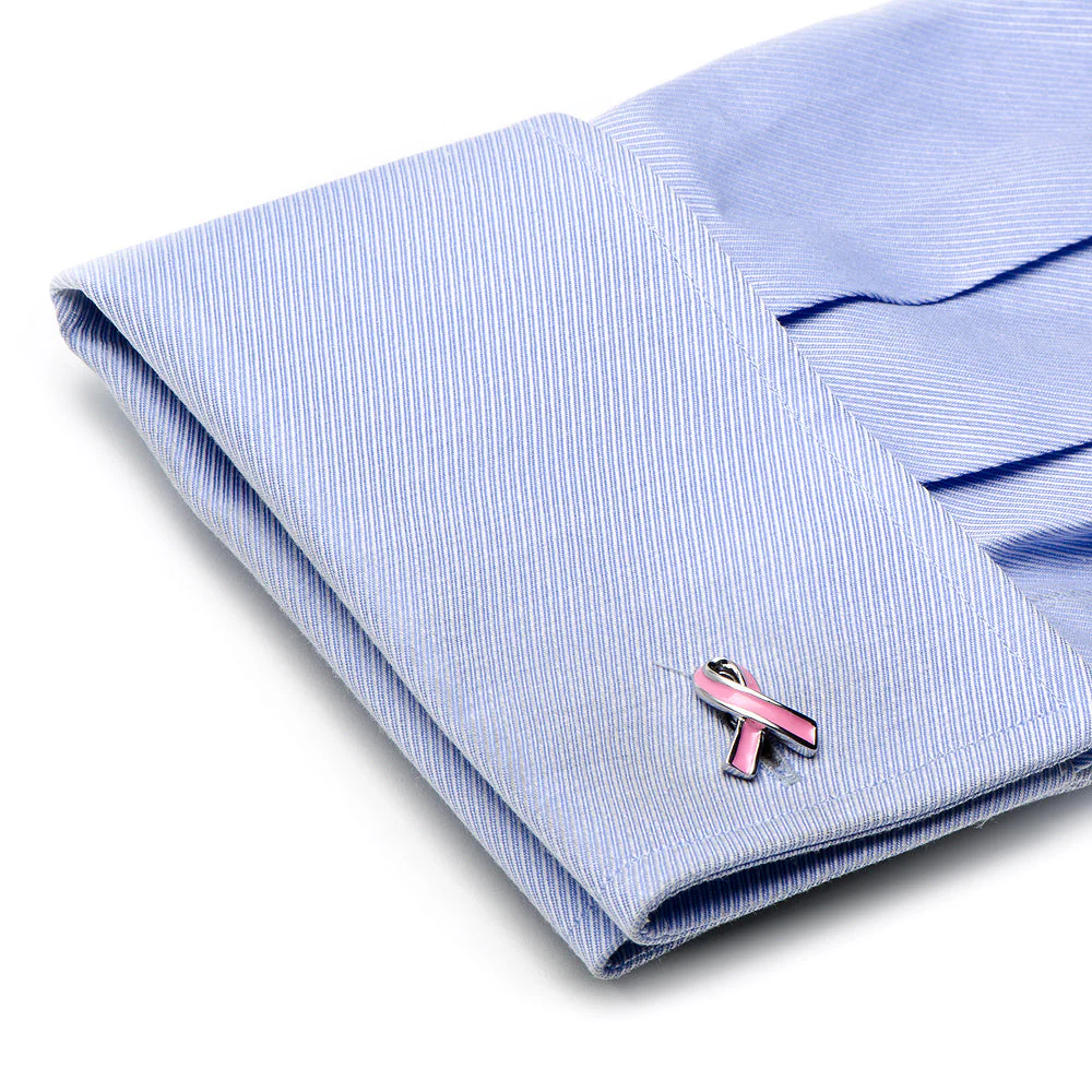 Pink Ribbon Breast Cancer Awareness Cufflinks - Image 2
