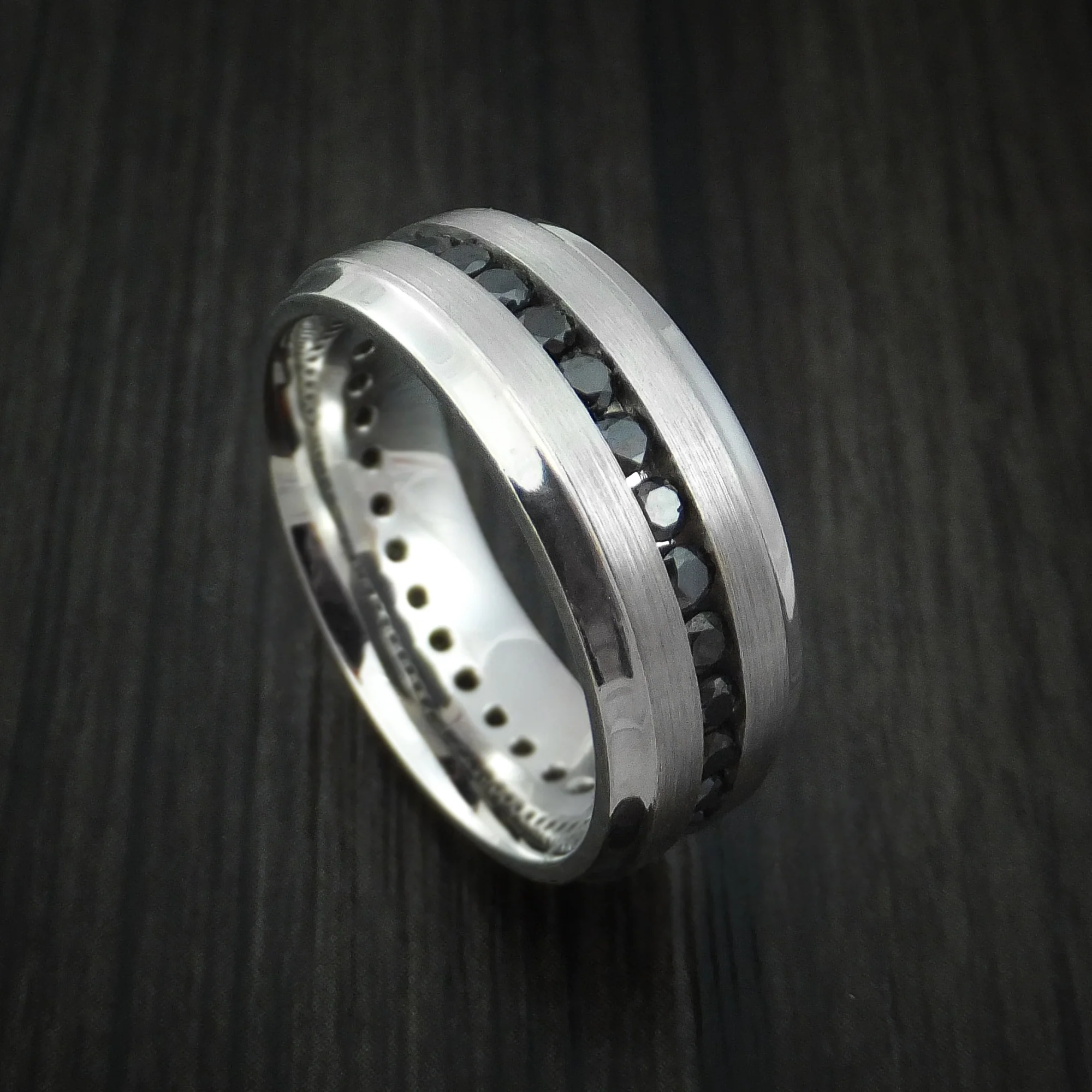 Platinum and Black Diamonds Eternity Men's Ring Custom Made Band
