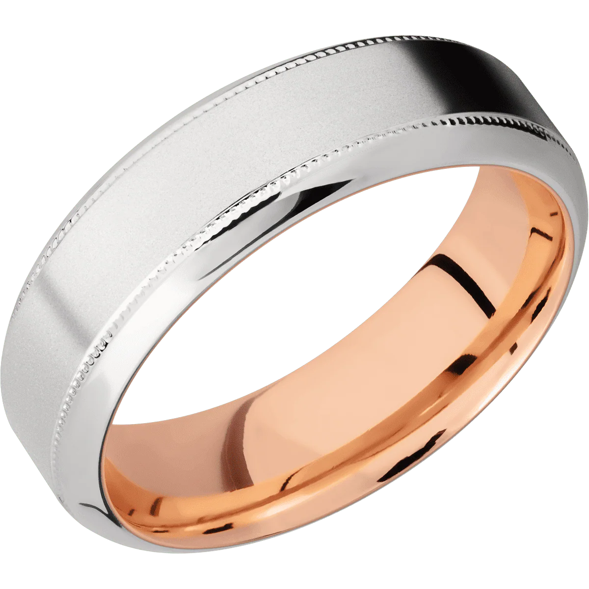 Platinum + Bead , Polish Finish + 14K Rose Gold - Image 2