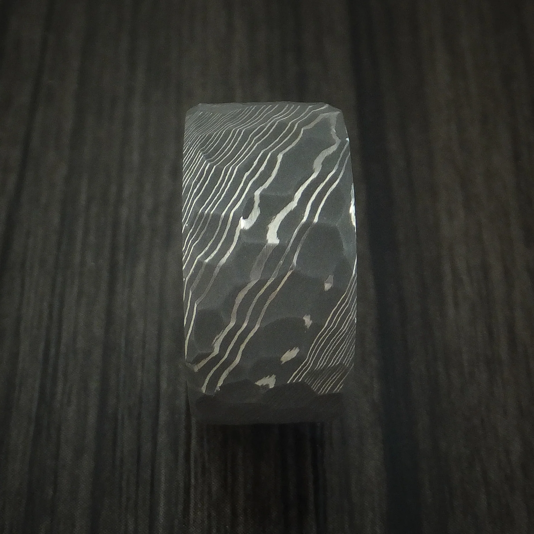 Rock Hammer Damascus Steel Wide Men's Band with Snow White Cerakote Sleeve Custom Made Men's Band - Image 3