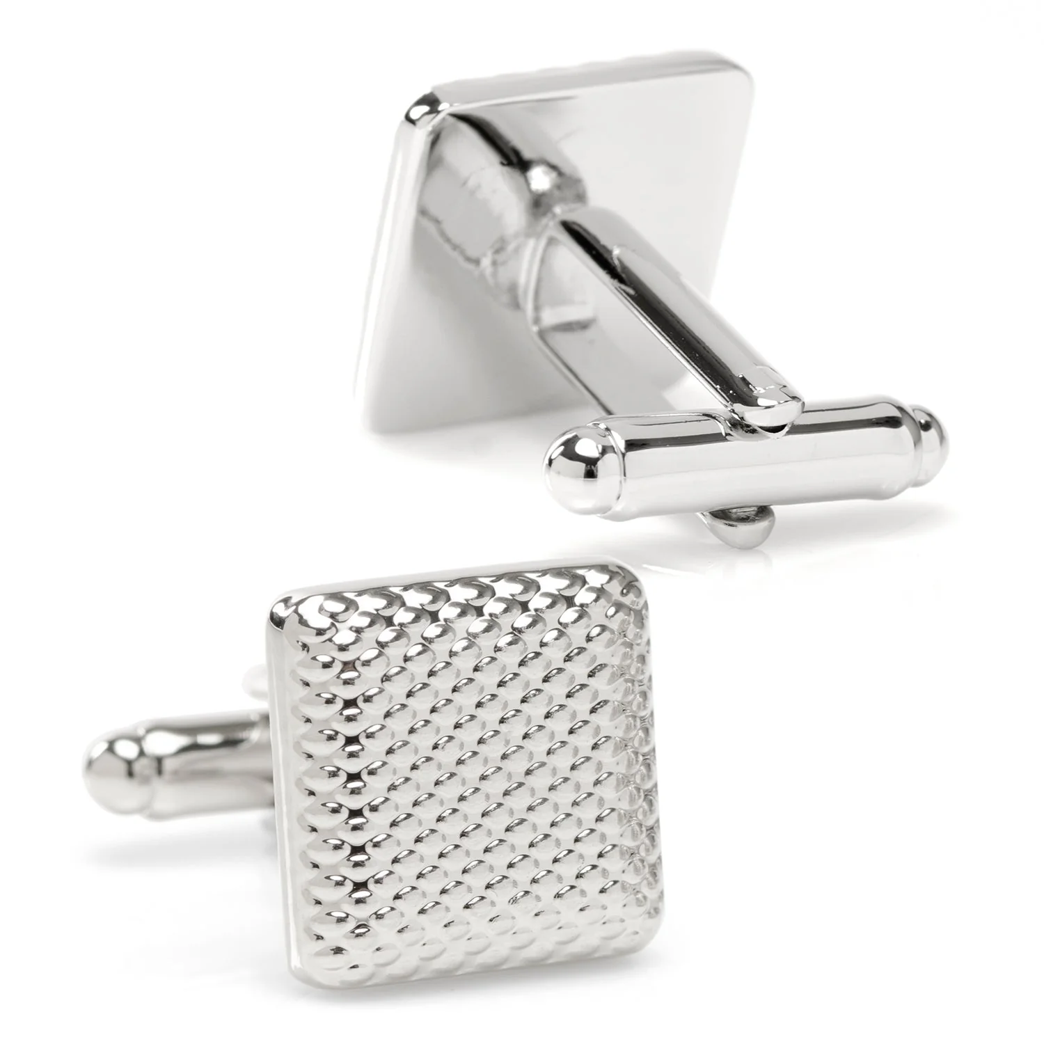 Silver Textured Square Cufflinks - Image 2