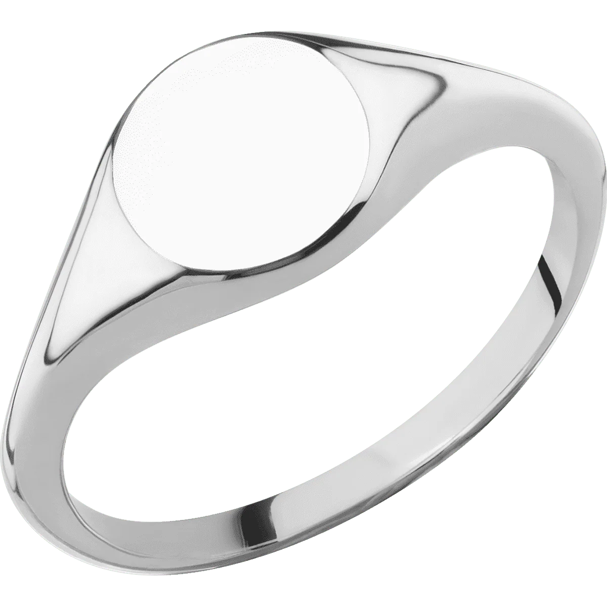 Small Circle signet ring (10mm) in 14K White Gold, with a Thin style band. - Image 2
