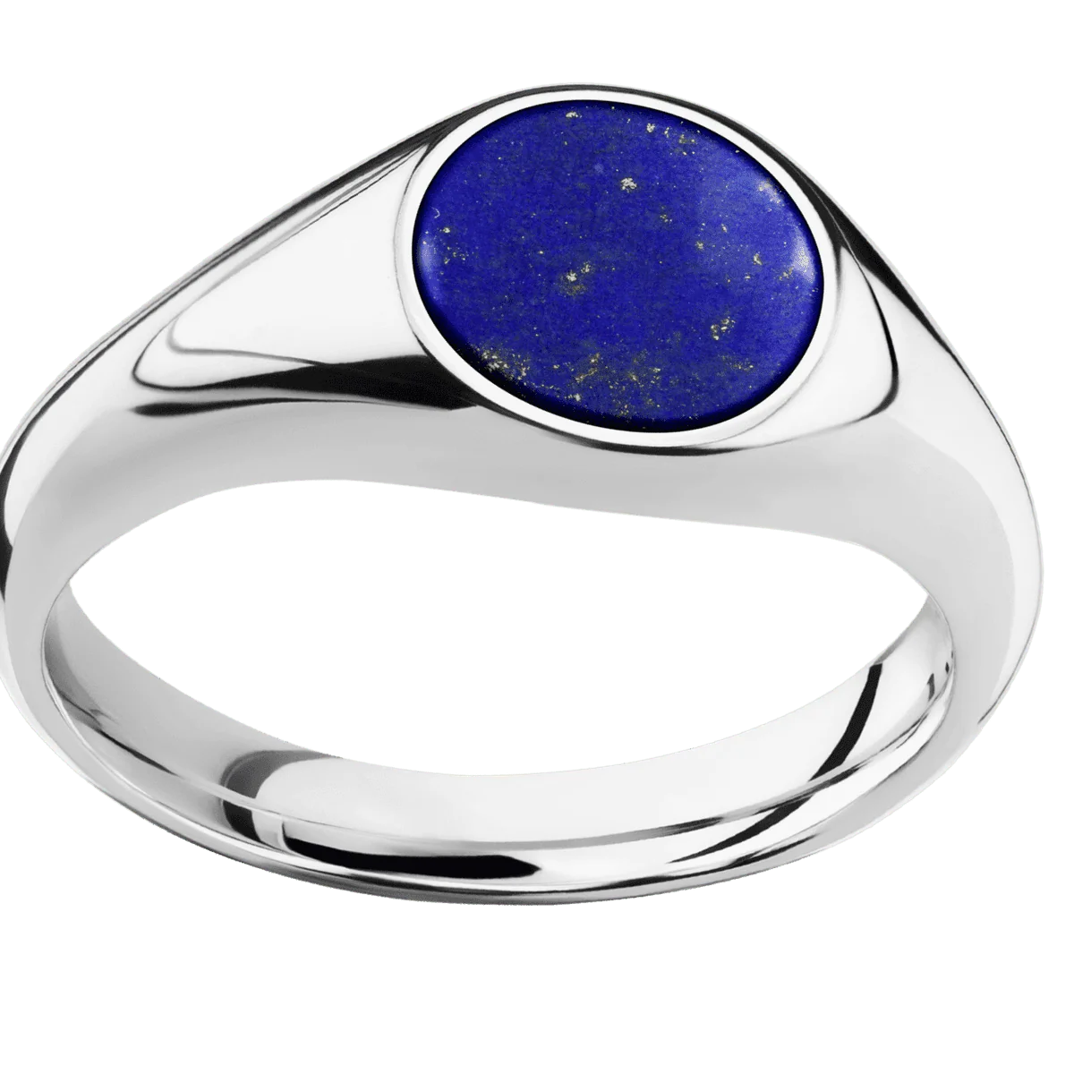 Small Circle signet ring (10mm) in Palladium Silver, with a Wide style band, a Lapis inlay. - Image 3
