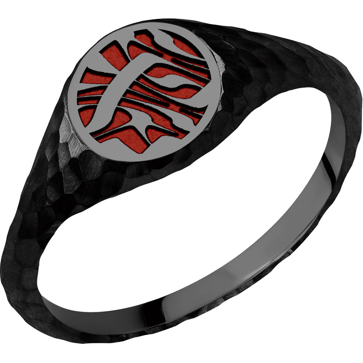 Small Circle signet ring (10mm) in Zirconium, with a Thin style band and an Escher 1 engraving. - Image 2