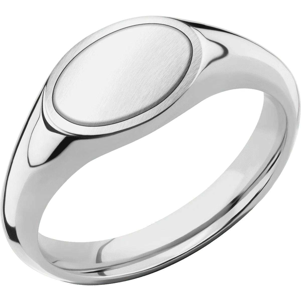 Small Horizontal Oval signet ring (12x9mm) in Cobalt Chrome, with a Wide style band, a Platinum inlay. - Image 2