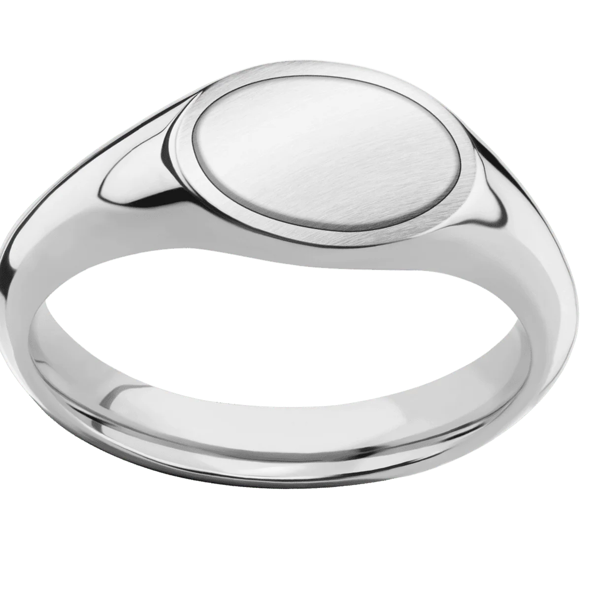 Small Horizontal Oval signet ring (12x9mm) in Cobalt Chrome, with a Wide style band, a Platinum inlay. - Image 3
