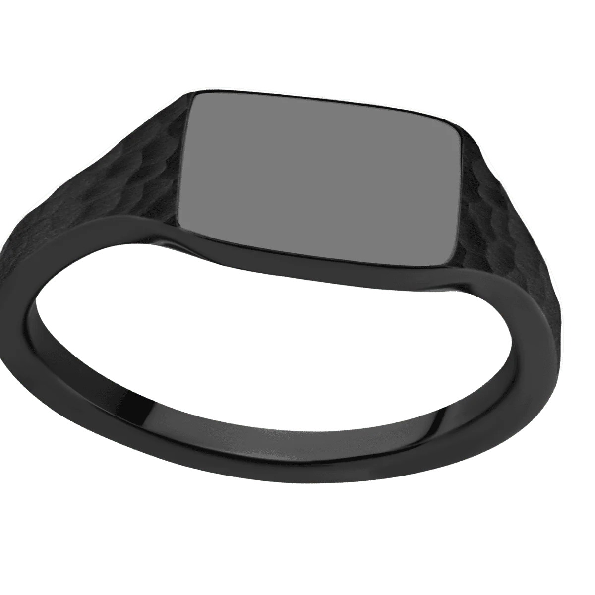 Small Horizontal Rectangle signet ring (12x9mm) in Zirconium, with a Thin style band. - Image 3