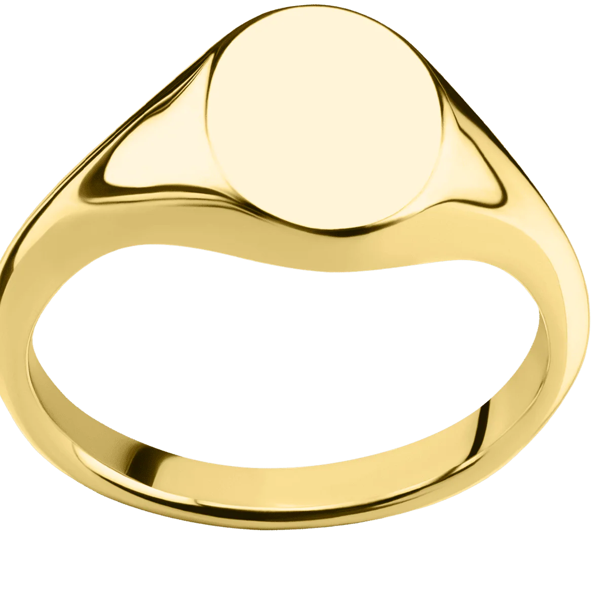 Small Oval signet ring (12x9mm) in 14K Yellow Gold, with a Thin style band. - Image 3