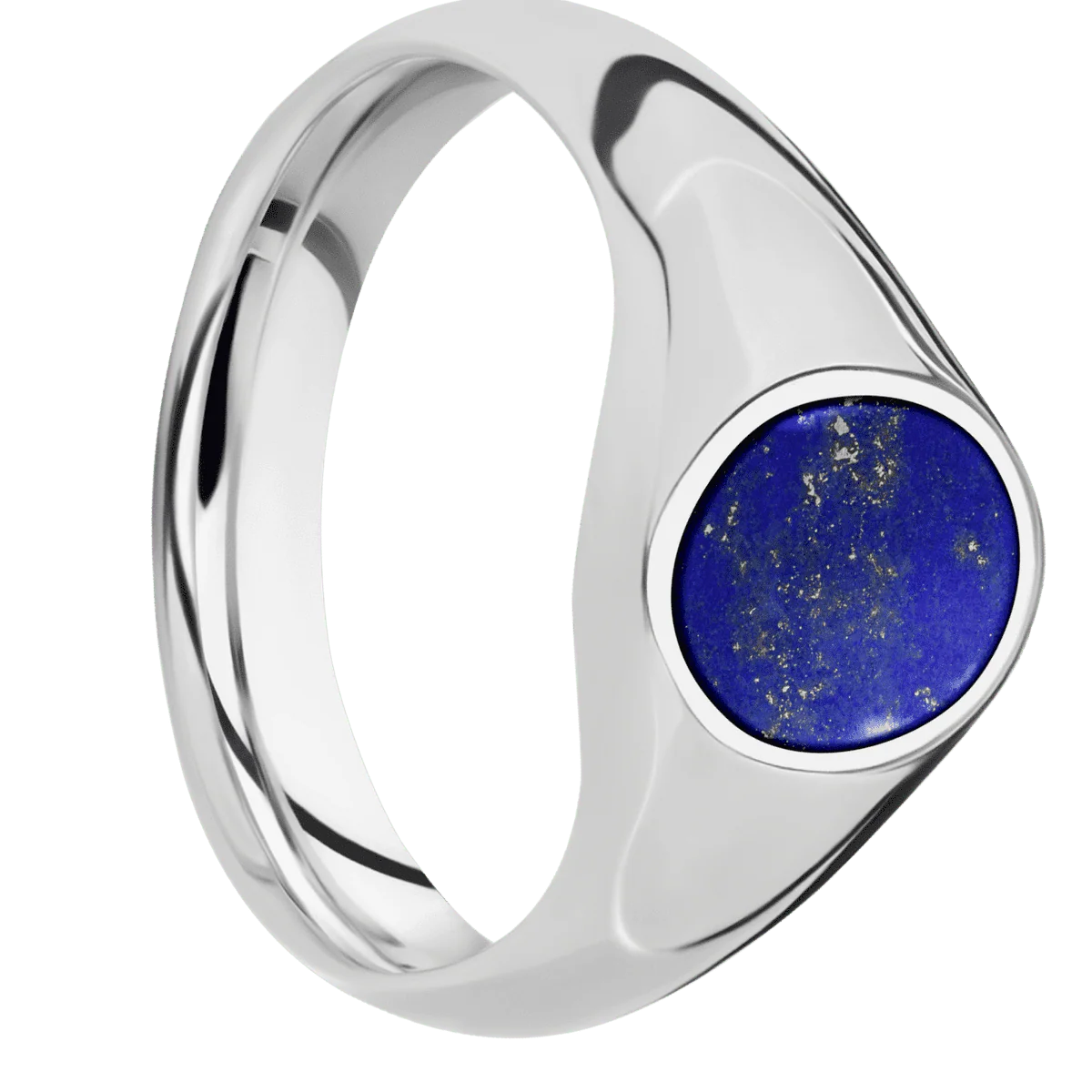 Small Oval signet ring (12x9mm) in Cobalt Chrome, with a Wide style band, a Lapis inlay.