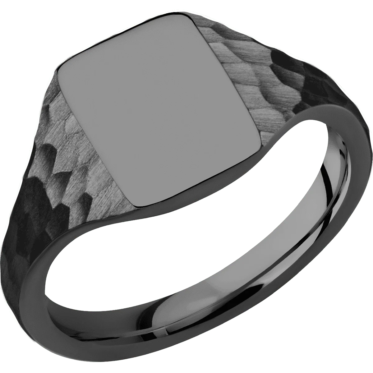 Small Rectangle signet ring (12x9mm) in Zirconium, with a Thin style band. - Image 2