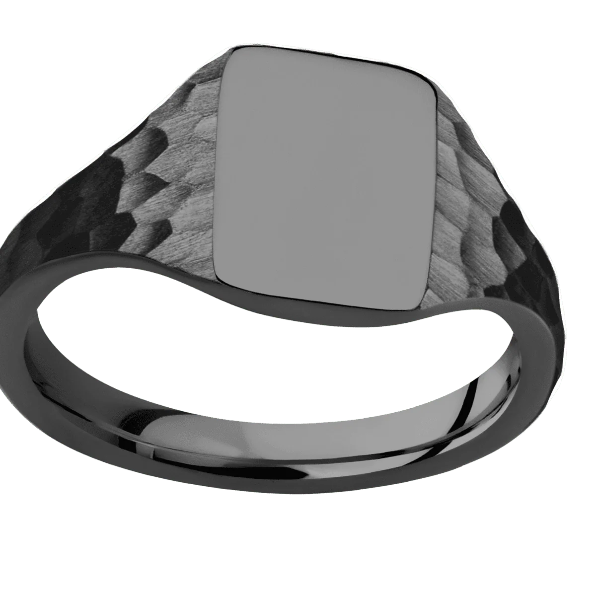 Small Rectangle signet ring (12x9mm) in Zirconium, with a Thin style band. - Image 3