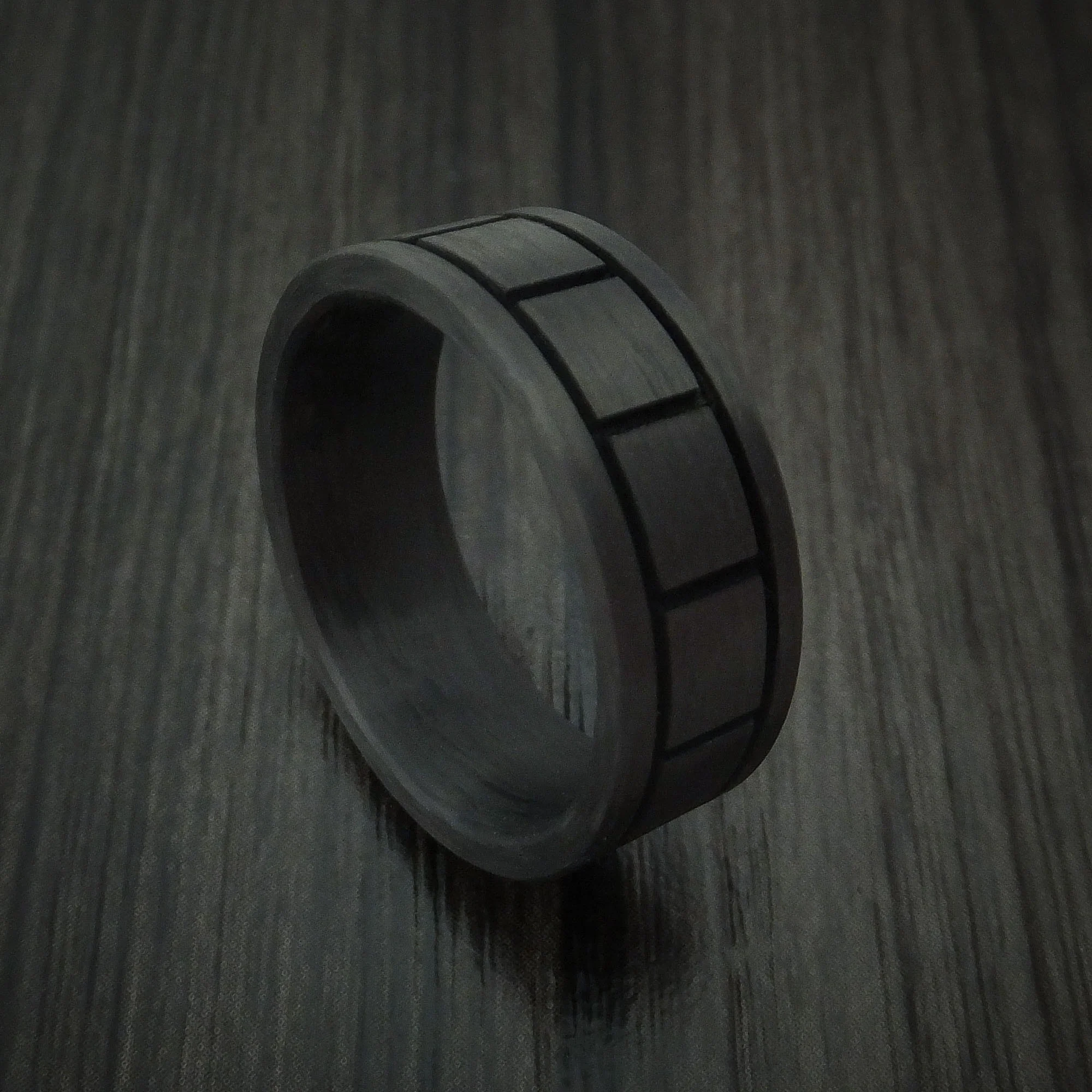 Solid Carbon Fiber Men's Ring Custom Made Pattern Band