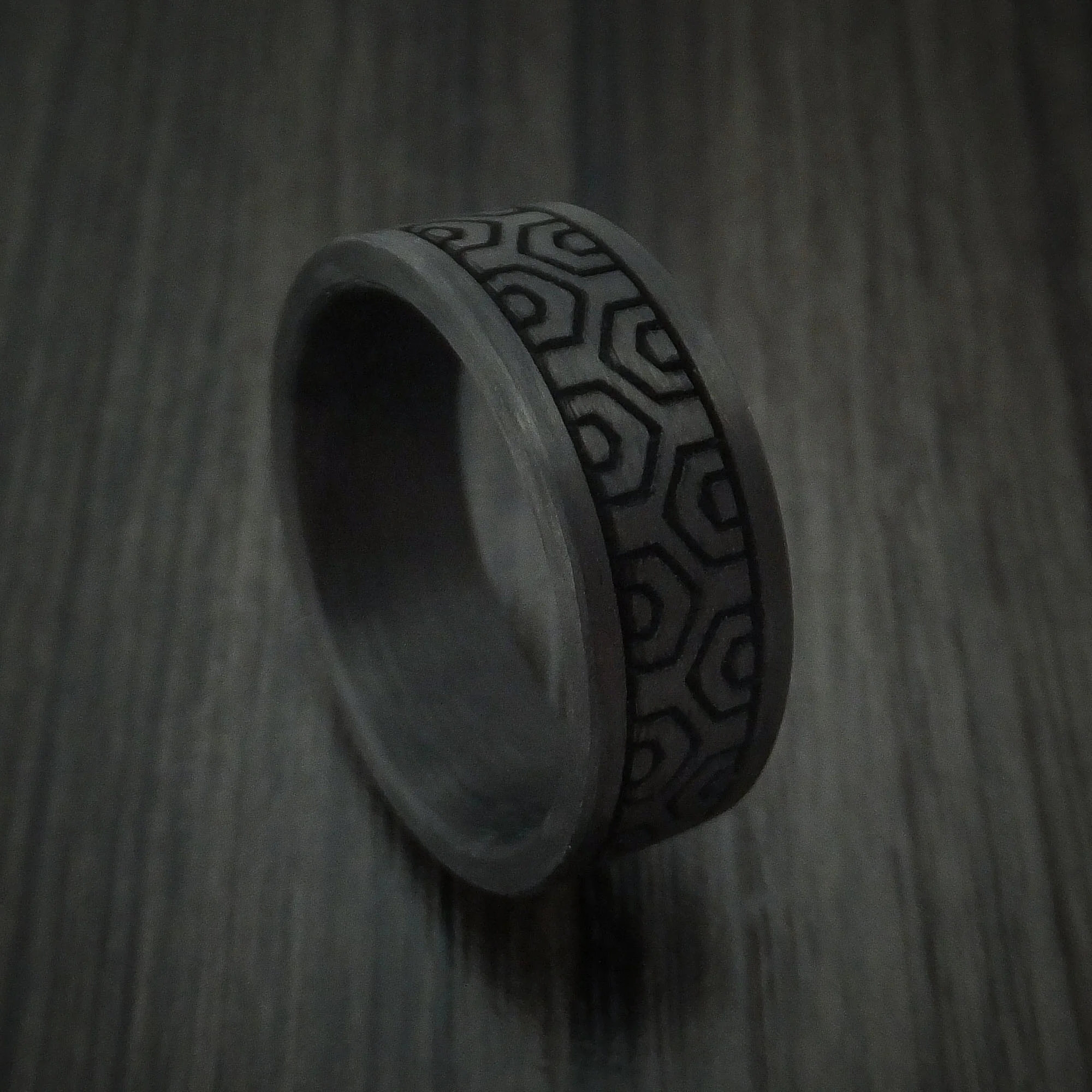 Solid Carbon Fiber Men's Ring Custom Made Pattern Band