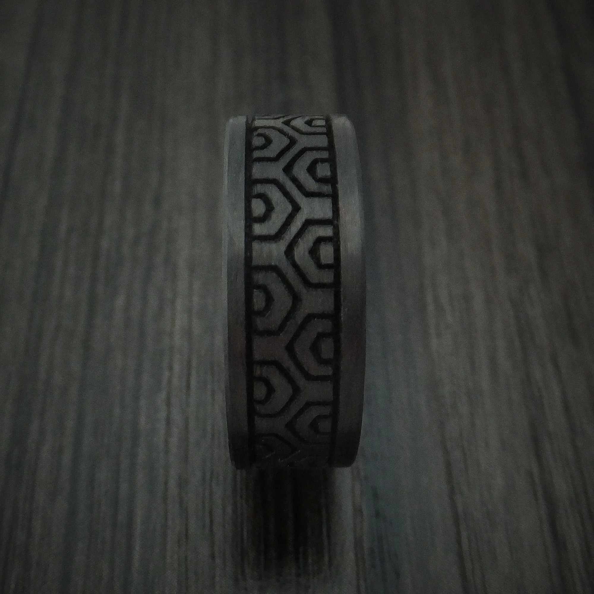 Solid Carbon Fiber Men's Ring Custom Made Pattern Band - Image 3