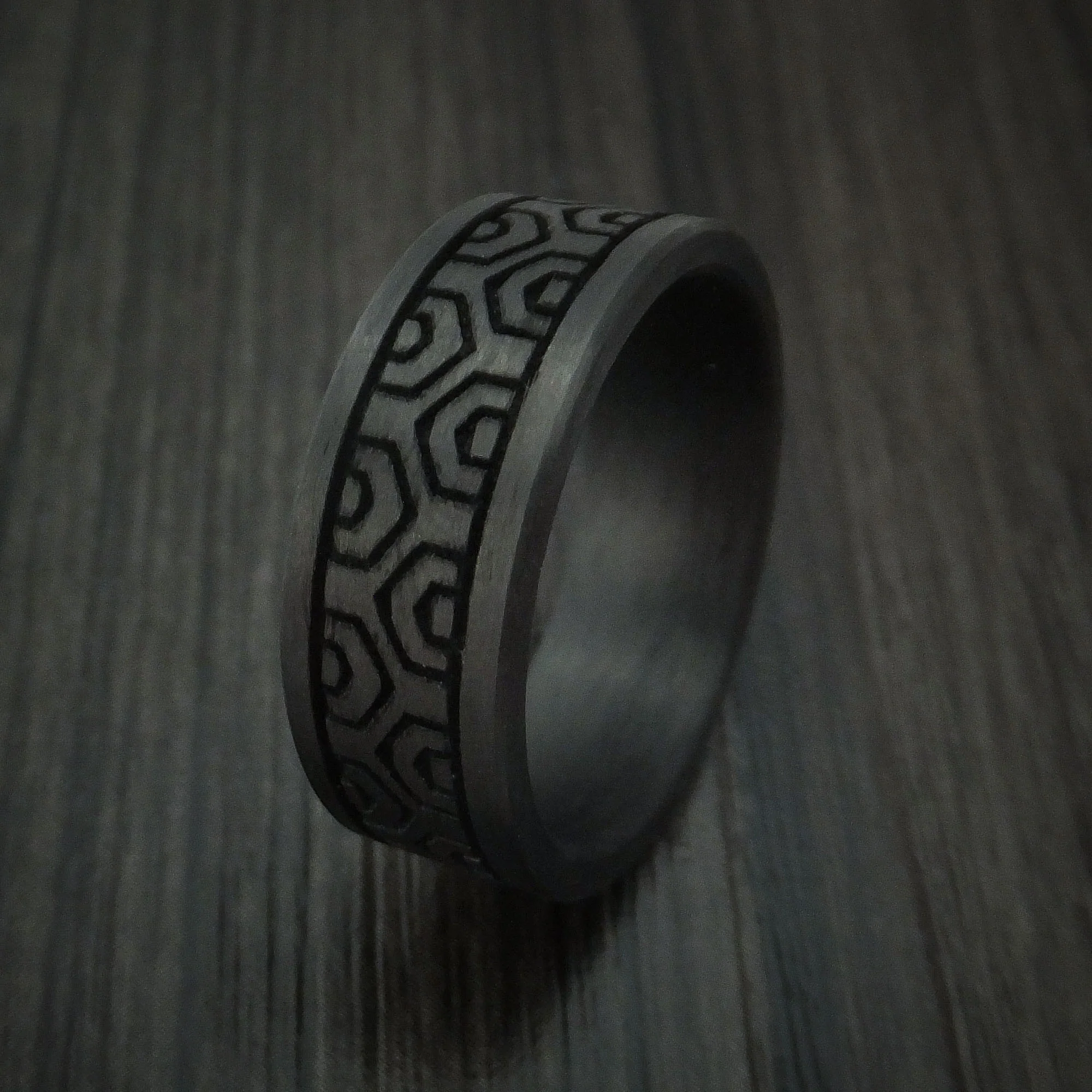 Solid Carbon Fiber Men's Ring Custom Made Pattern Band - Image 4