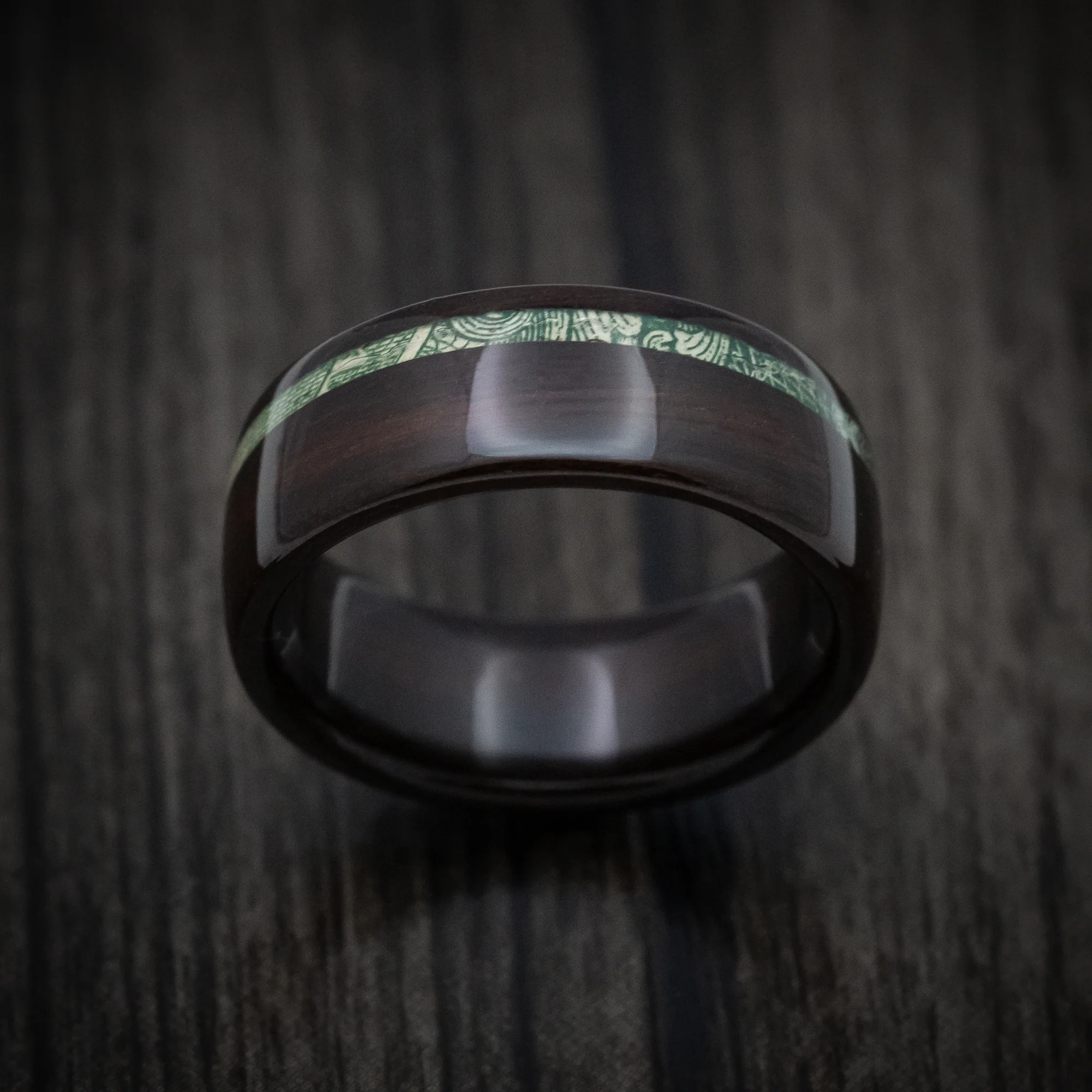 Solid Wood Men's Band with Cash Inlay - Image 2