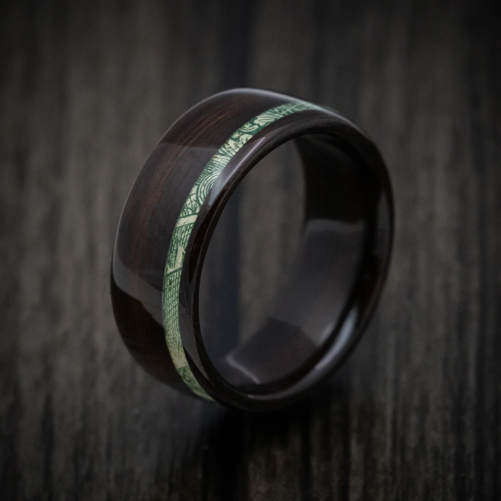 Solid Wood Men's Band with Cash Inlay - Image 4