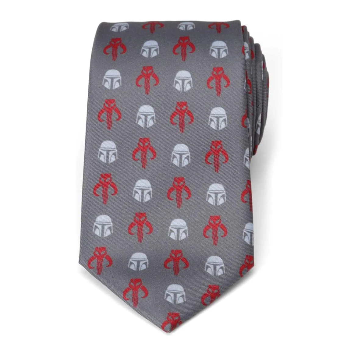 Star Wars Mandalorian and Mythosaur Red and Gray Tie - Image 3