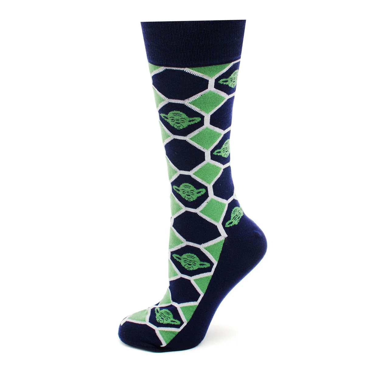 Star Wars Yoda Green and Navy Checkered Dress Socks and Jedi Crest Lapel Pin Gift Set - Image 2