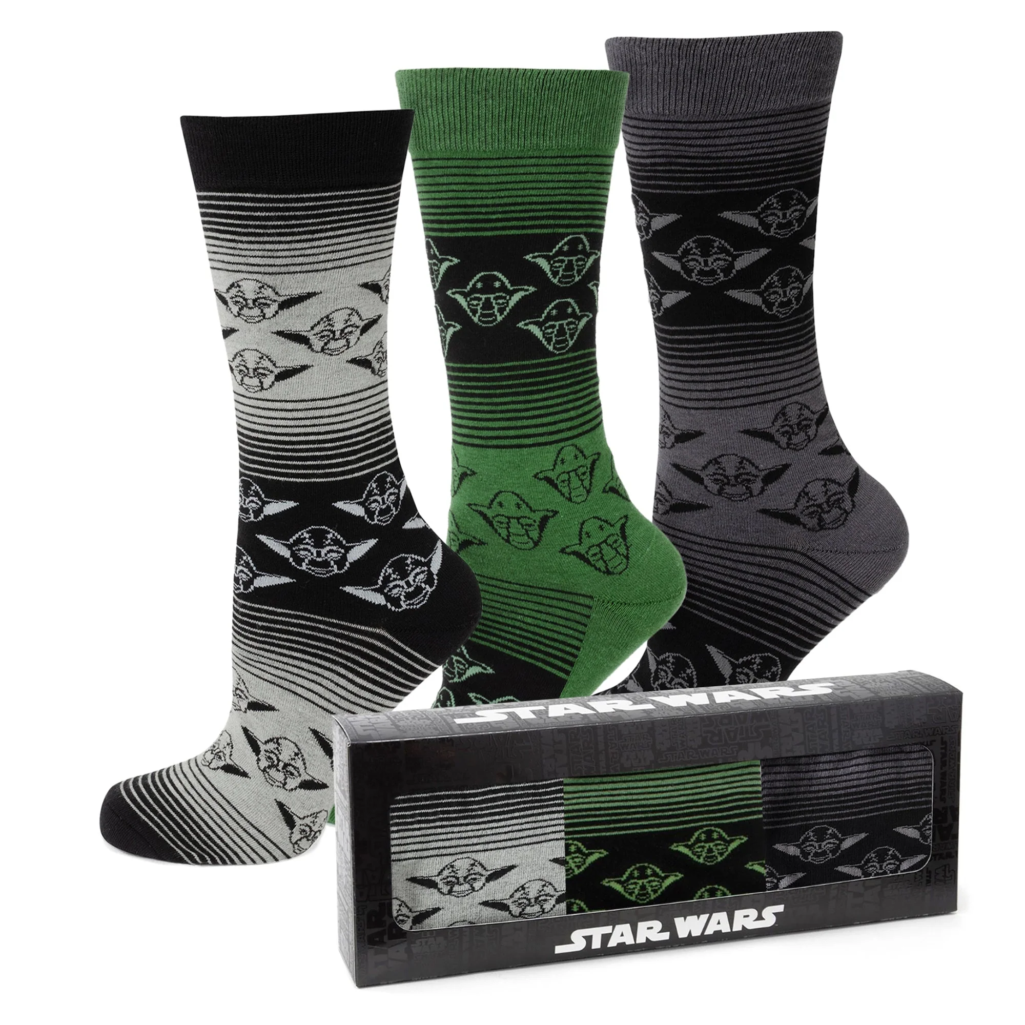 Star Wars Yoda Green, Gray, and Black Ombre Dress Socks and Jedi Crest Lapel Pin Gift Set - Image 2