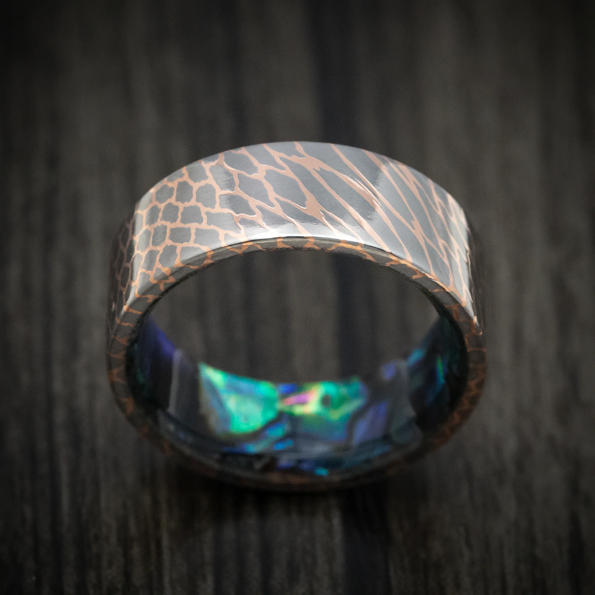 Superconductor Men's Ring with Abalone Sleeve Custom Made Band - Image 2