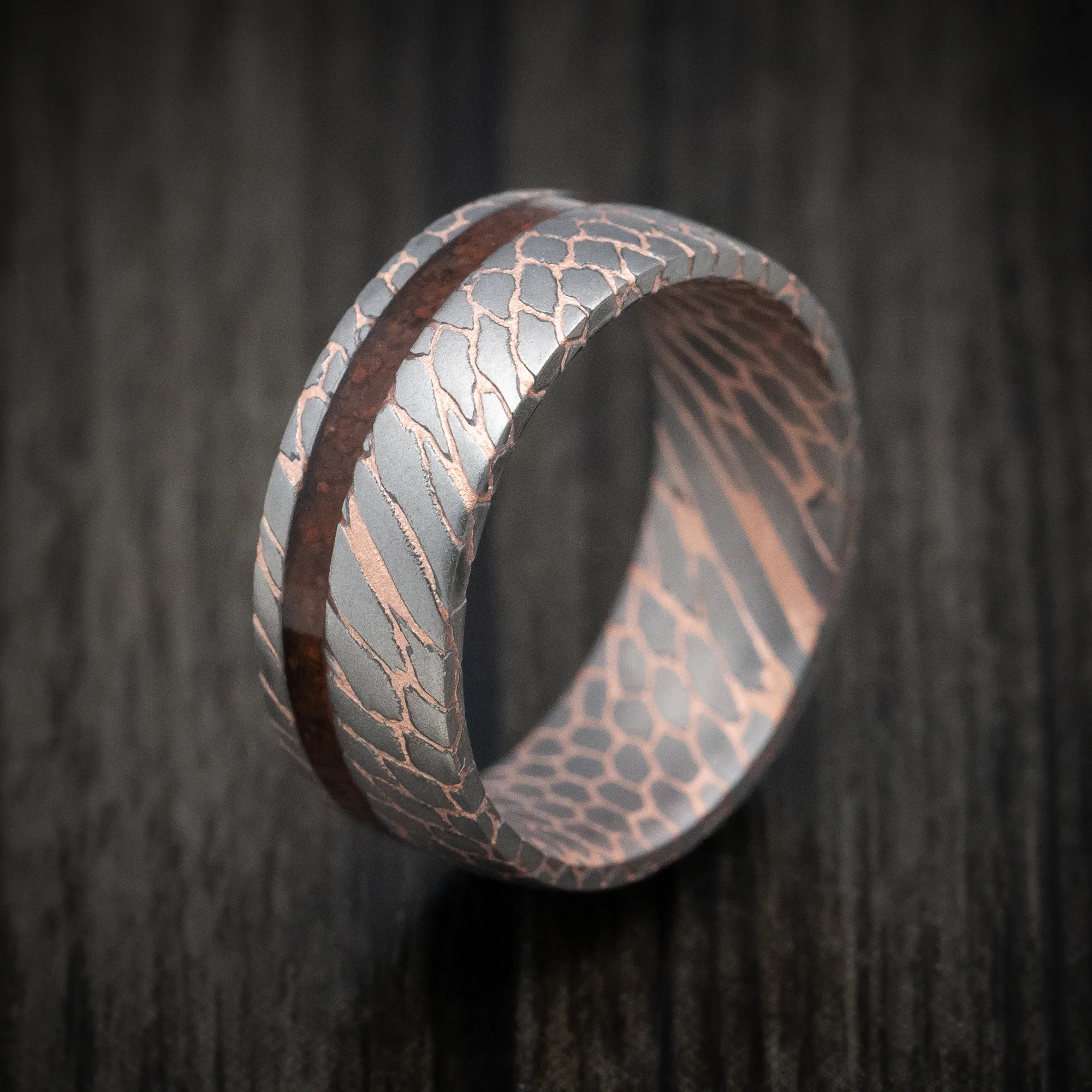 Superconductor Men's Ring with Dinosaur Bone Inlay Custom Made Band - Image 4
