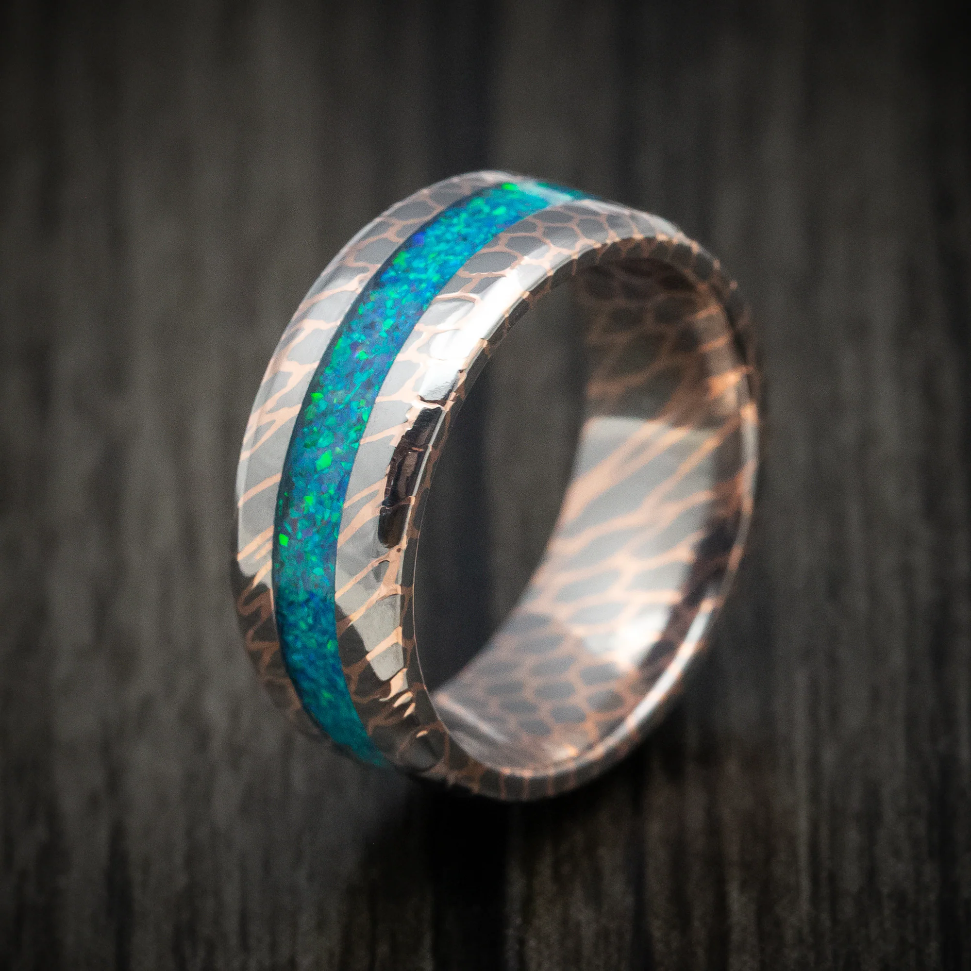Superconductor Men's Ring with Opal Inlay Custom Made Band - Image 4