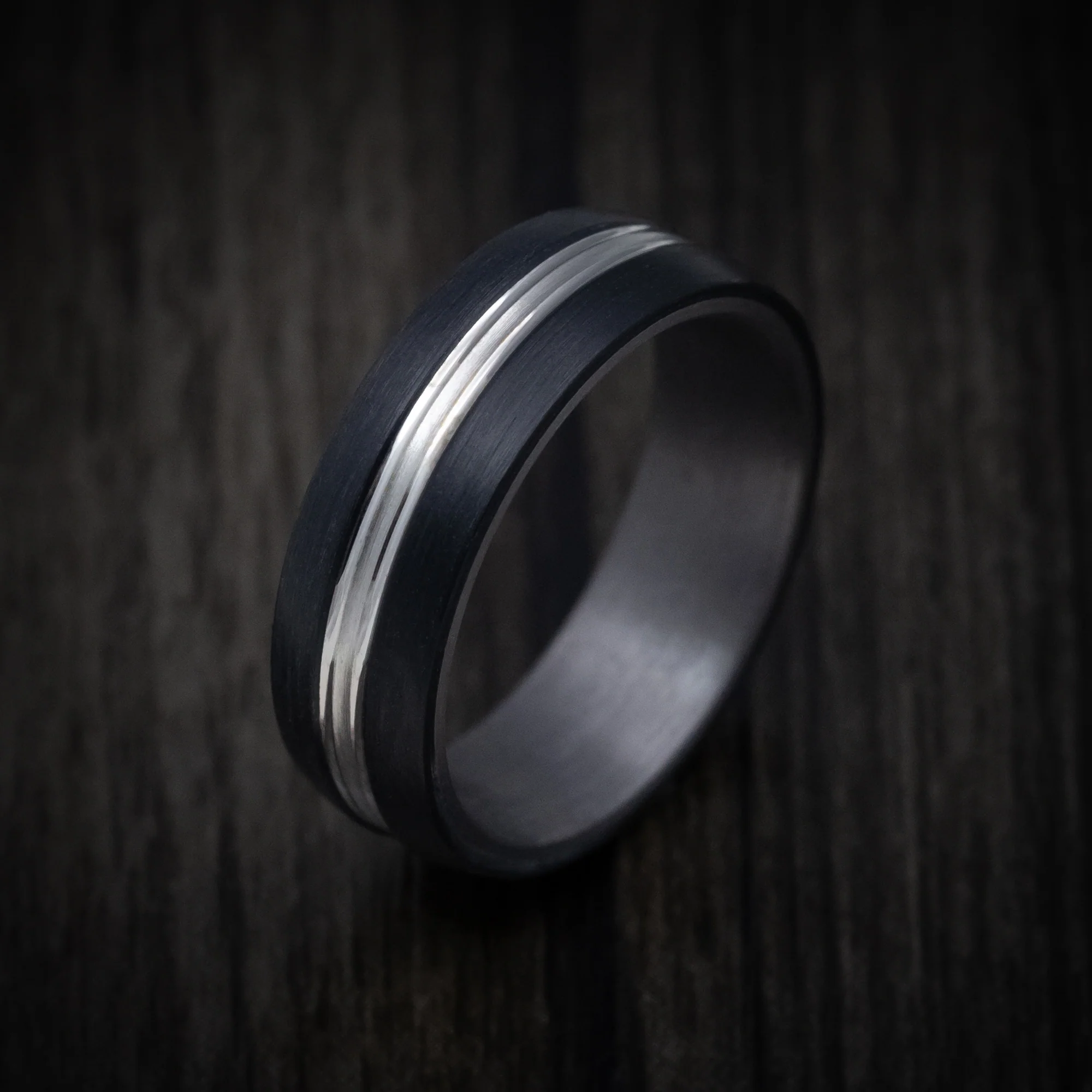 Tantalum and Carbon Fiber Ring with 14K Gold Inlay - Image 3