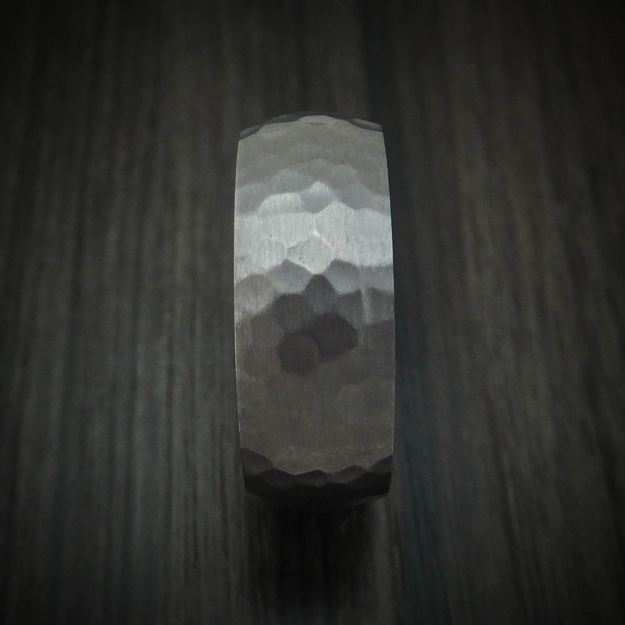 Tantalum and Forged Carbon Fiber Hammered Men's Ring Custom Made - Image 3