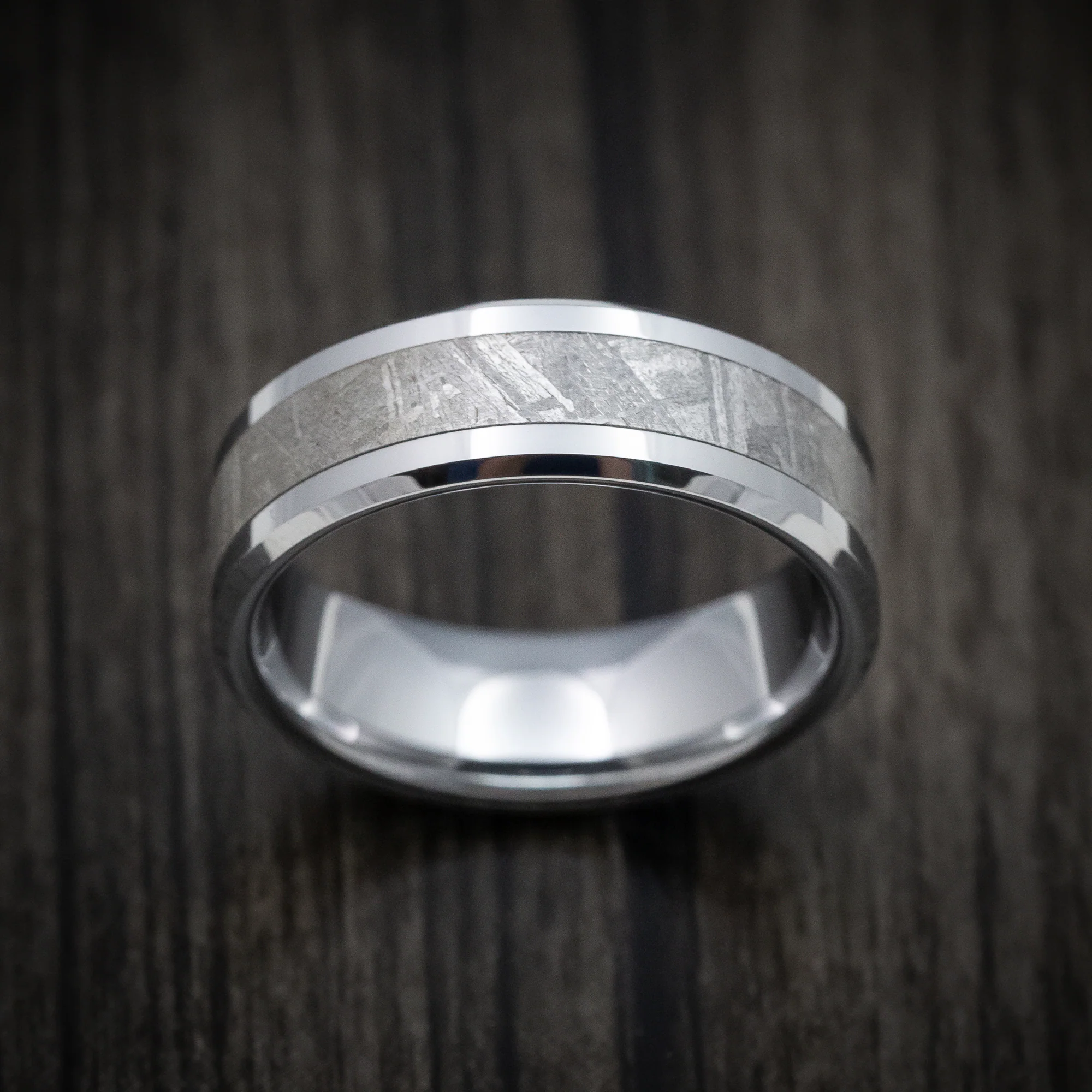 Tantalum and Gibeon Meteorite Men's Ring Custom Made Band - Image 2