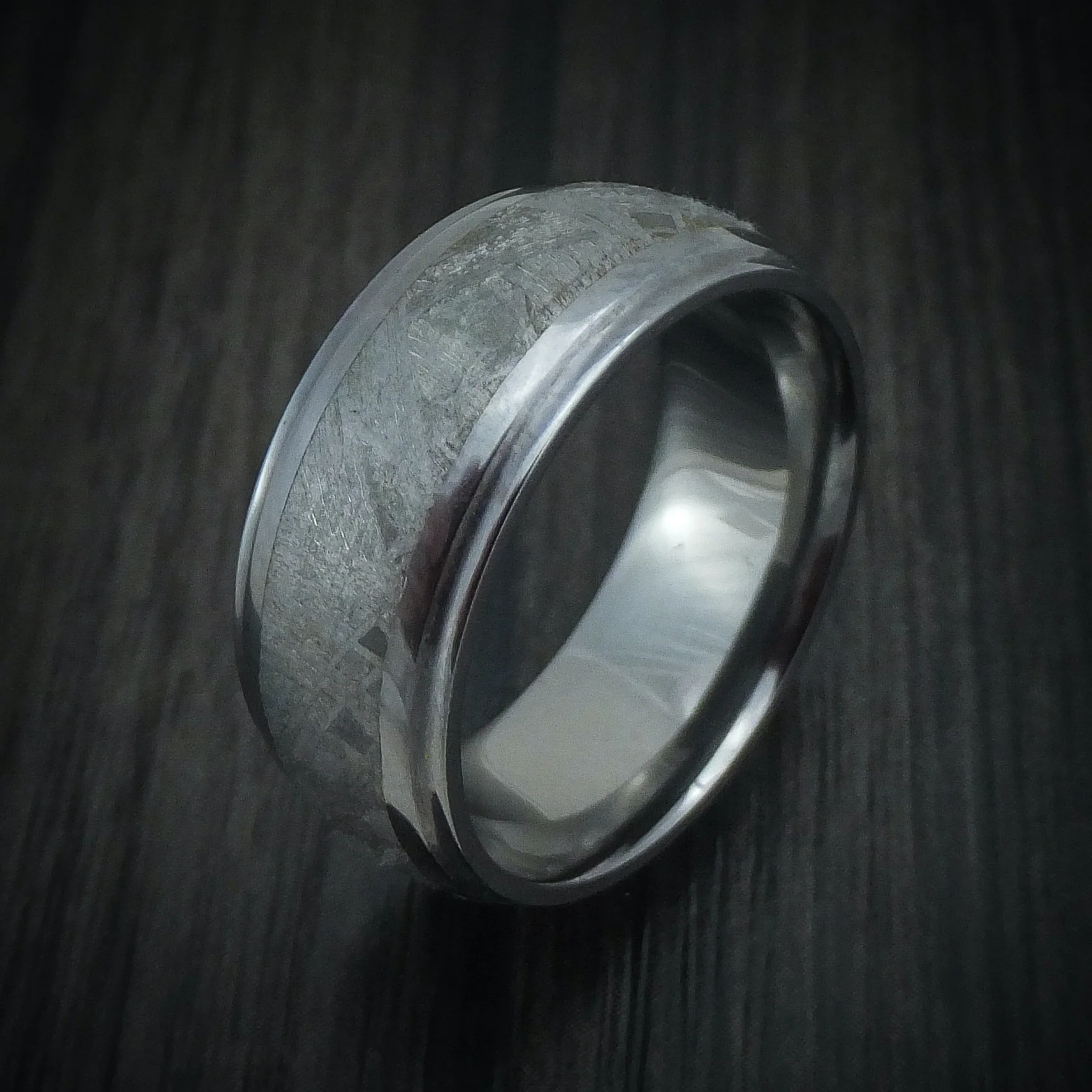 Tantalum and Meteorite Custom Made Men's Ring - Image 4