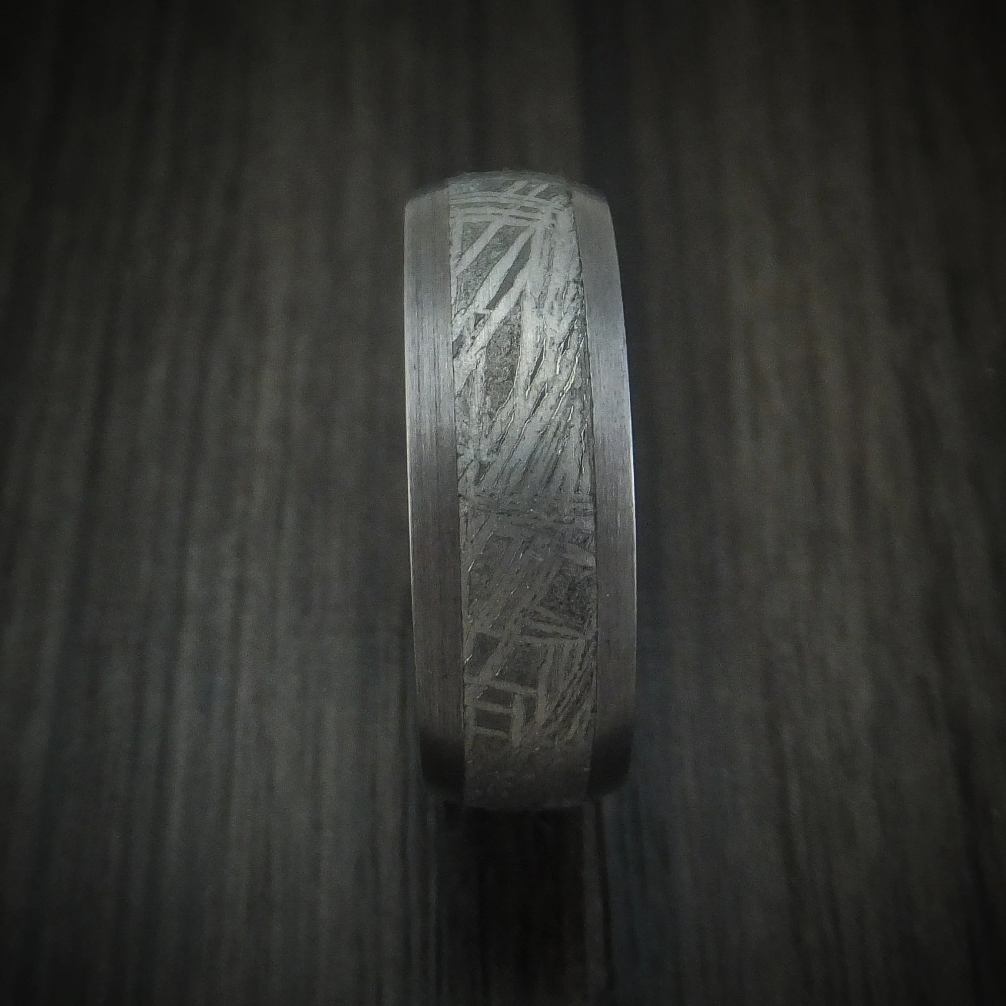 Tantalum and Meteorite Men's Ring with Hardwood Sleeve Custom Made - Image 3