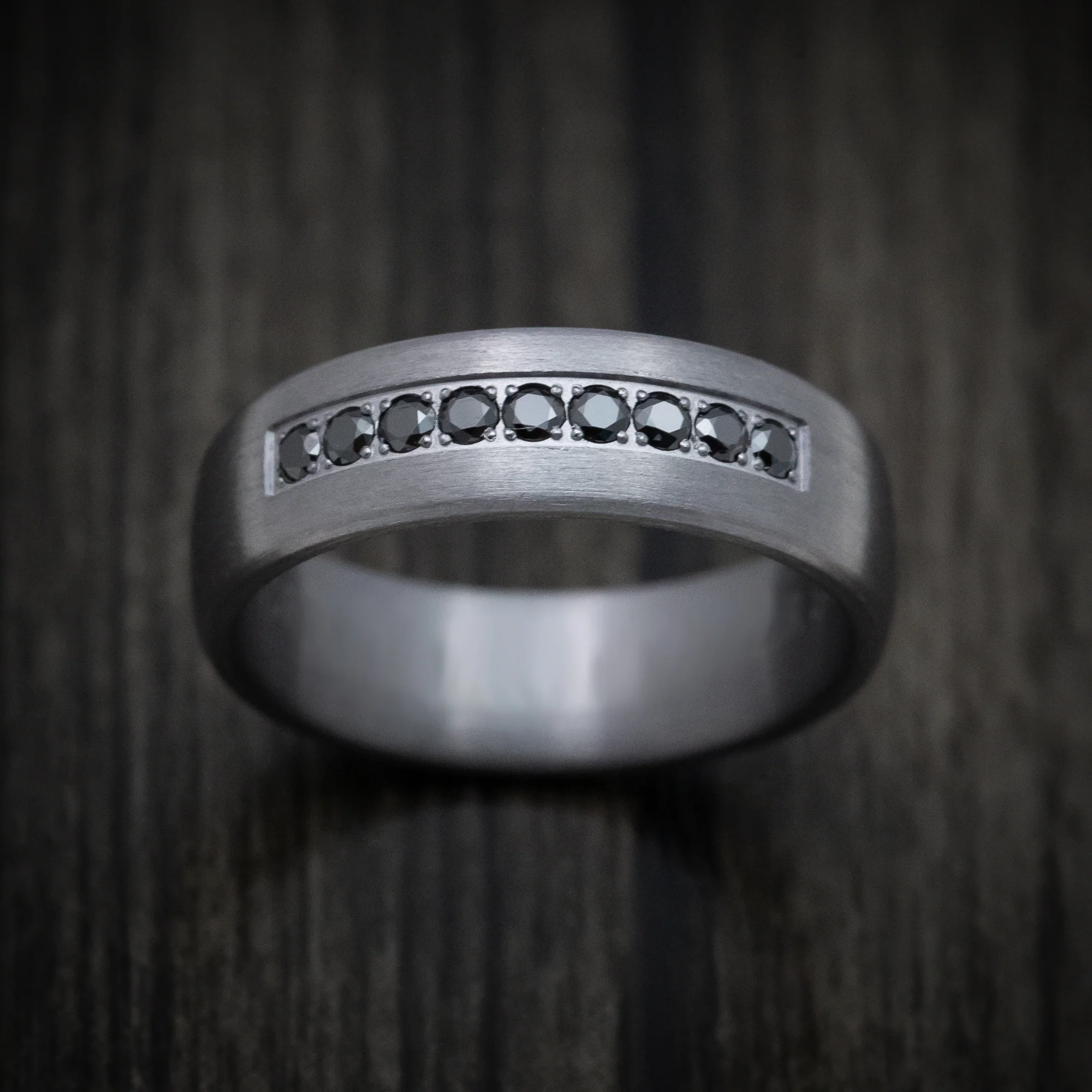 Tantalum Band with Black Diamonds Custom Made Men's Ring - Image 2
