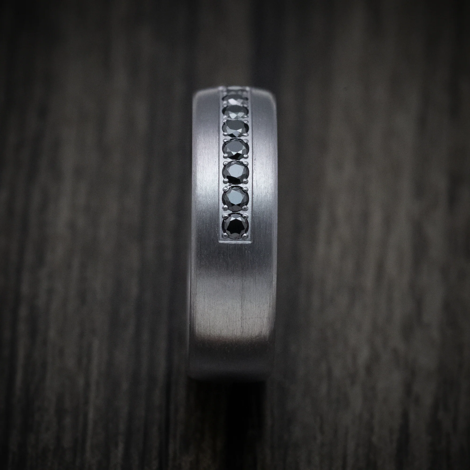 Tantalum Band with Black Diamonds Custom Made Men's Ring - Image 3