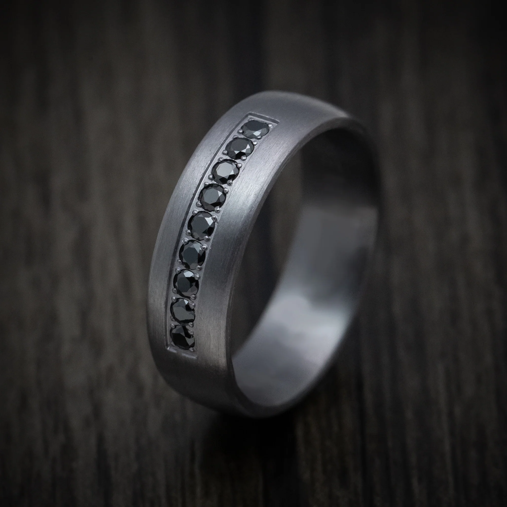 Tantalum Band with Black Diamonds Custom Made Men's Ring - Image 4