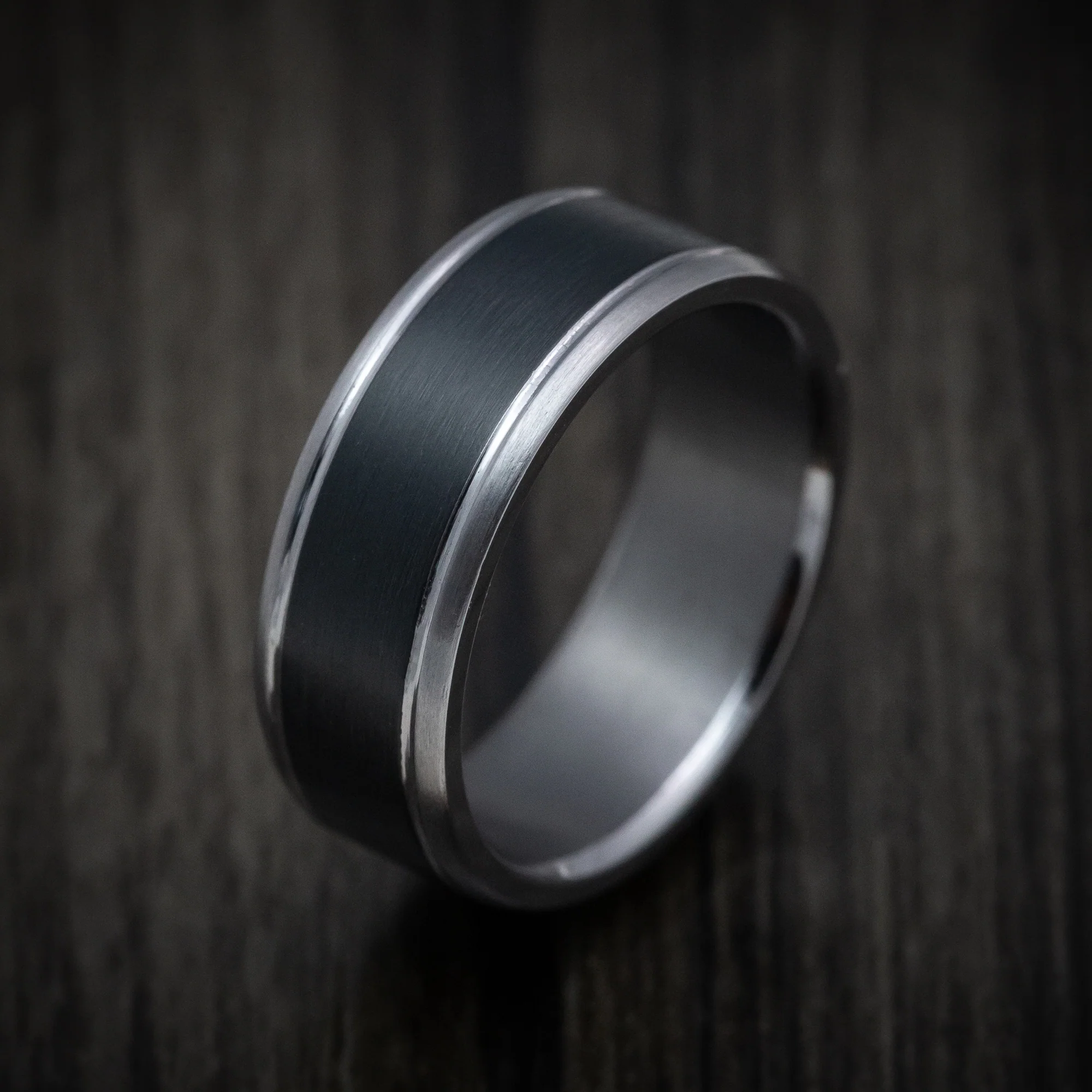 Tantalum Band with Carbon Fiber Inlay Custom Made Men's Ring - Image 4