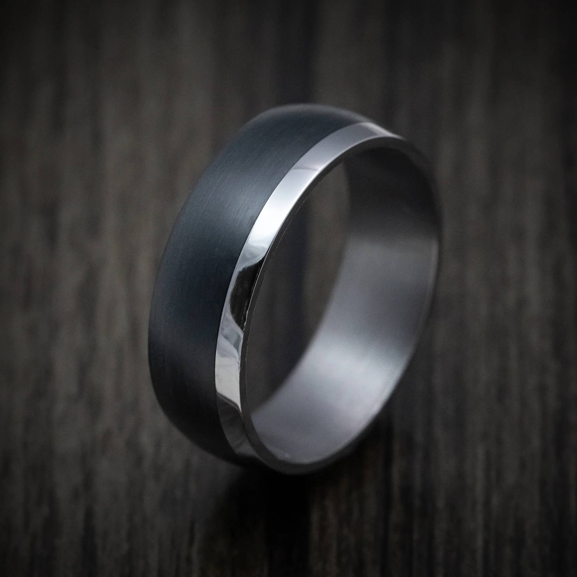 Tantalum Band with Carbon Fiber Inlay Custom Made Men's Ring - Image 4