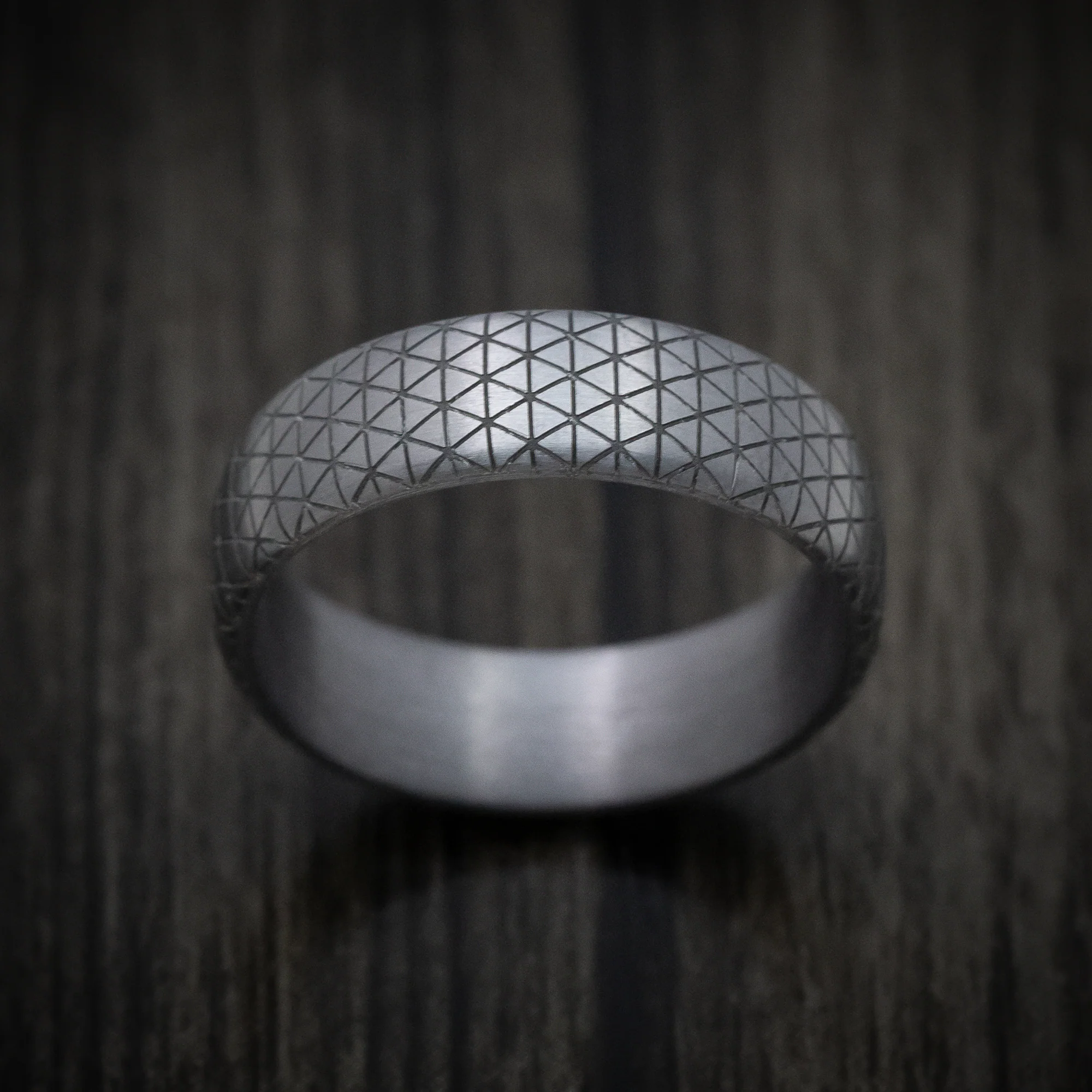Tantalum Band with Geometric Design Pattern Custom Made Men's Ring - Image 2