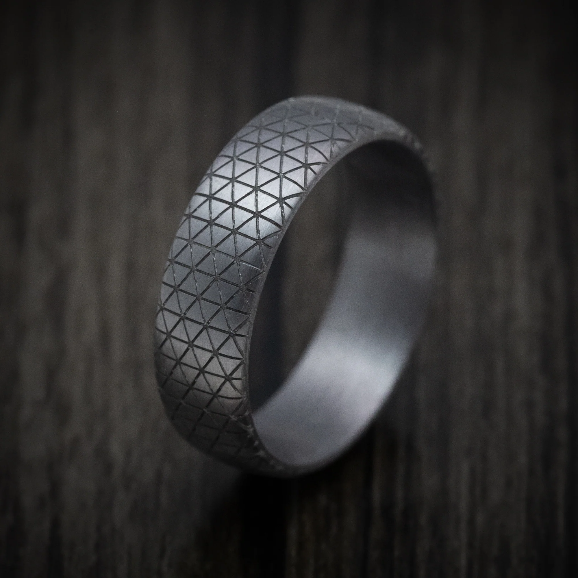 Tantalum Band with Geometric Design Pattern Custom Made Men's Ring - Image 4