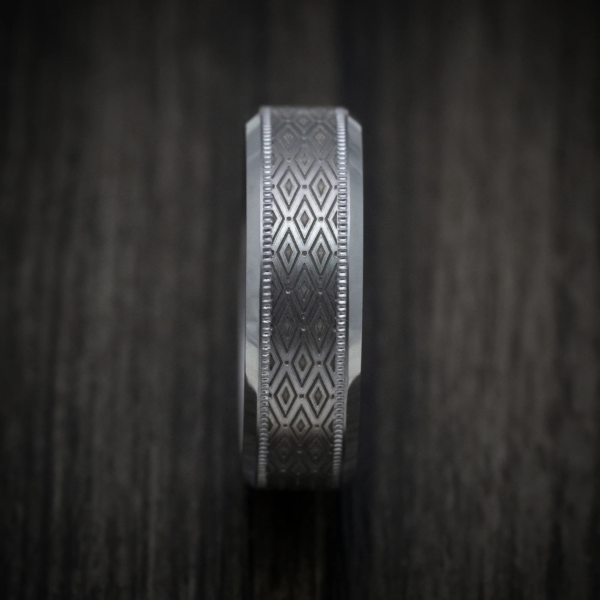 Tantalum Band with Harlequin Pattern Custom Made Men's Ring - Image 3