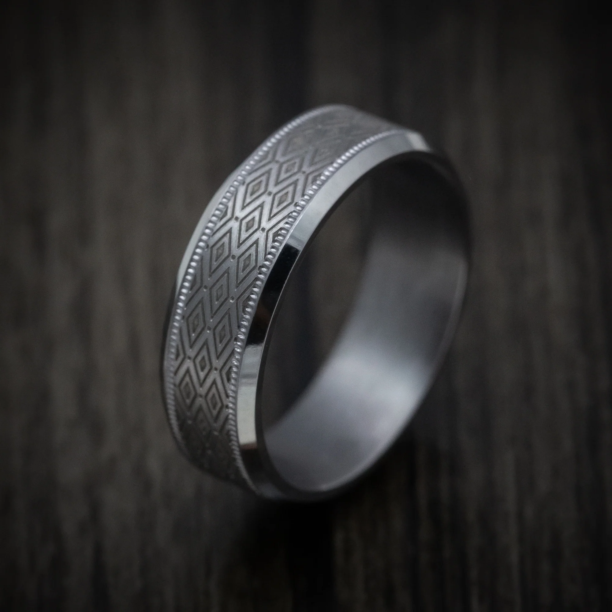 Tantalum Band with Harlequin Pattern Custom Made Men's Ring - Image 4