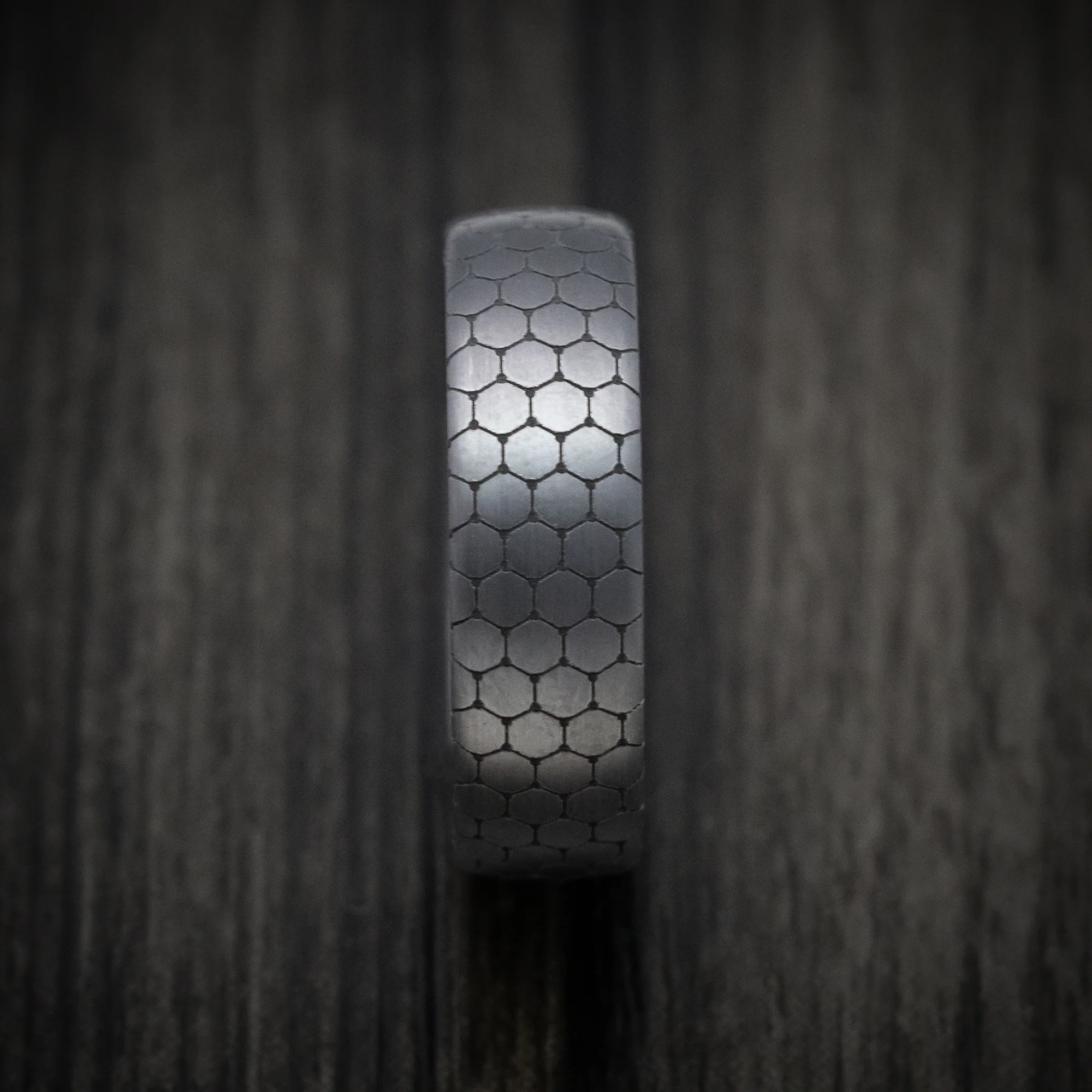 Tantalum Band with Honeycomb Design Pattern Custom Made Men's Ring - Image 3