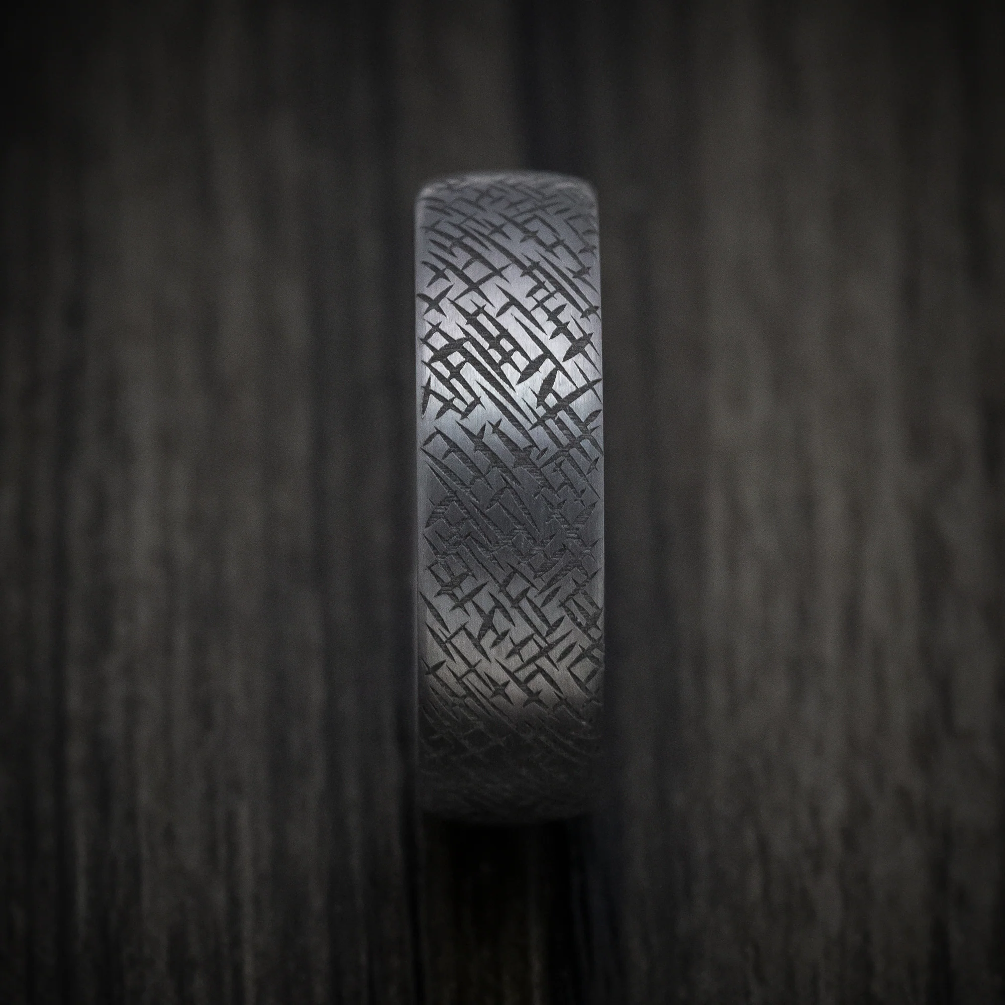 Tantalum Band with Organic Design Pattern Custom Made Men's Ring - Image 3
